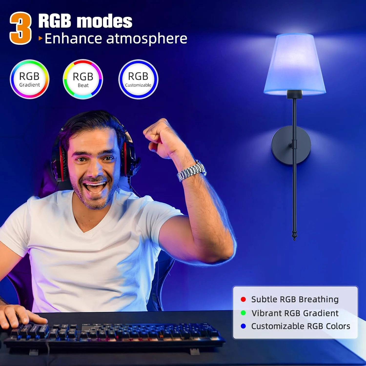 چراغ دیواری باتری خور 50.5 سانتی متری NIORSUN، چراغ های دیواری مشکی قابل شارژ داخلی با لامپ های جداشدنی کم نور 5200 میلی آمپر ساعتی و ریموت، چراغ های دیواری 9 رنگ برای اتاق خواب، اتاق نشیمن، راهرو چراغ دیواری باتری خور 50.5 سانتی متری NIORSUN، چراغ های دیواری مشکی قابل شارژ داخلی با لامپ های جداشدنی کم نور 5200 میلی آمپر ساعتی و ریموت، چراغ های دیواری 9 رنگ برای اتاق خواب، اتاق نشیمن، راهرو