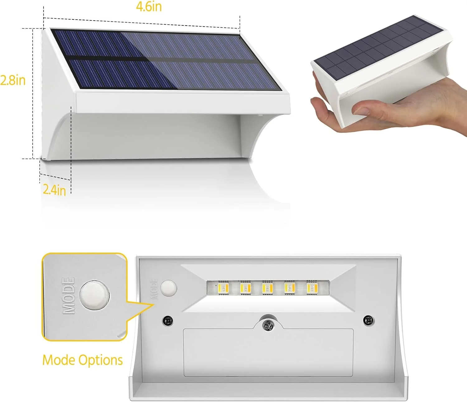 چراغ های خورشیدی حصار NIORSUN با نور گرم سفید/سرد سفید/حالت درخشش رنگ ثابت RGB، بسته 6 عددی چراغ های خورشیدی فضای باز 1500 میلی آمپر ساعتی ضد آب IP65، چراغ دیواری خورشیدی برای حصار، عرشه، پله، حیاط، پاسیو، باغ چراغ های خورشیدی حصار NIORSUN با نور گرم سفید/سرد سفید/حالت درخشش رنگ ثابت RGB، بسته 6 عددی چراغ های خورشیدی فضای باز 1500 میلی آمپر ساعتی ضد آب IP65، چراغ دیواری خورشیدی برای حصار، عرشه، پله، حیاط، پاسیو، باغ