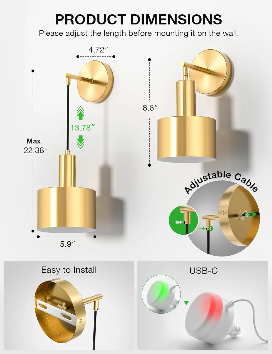 ست 2 عددی شمعدان دیواری باتری خور NIORSUN، چراغ های دیواری بی سیم طلایی قابل شارژ با لامپ های جداشدنی کم نور شونده 5200 میلی آمپر ساعتی و ریموت کنترل، دکور دیوارکوب 9 رنگ برای اتاق خواب، اتاق نشیمن، راهرو ست 2 عددی شمعدان دیواری باتری خور NIORSUN، چراغ های دیواری بی سیم طلایی قابل شارژ با لامپ های جداشدنی کم نور شونده 5200 میلی آمپر ساعتی و ریموت کنترل، دکور دیوارکوب 9 رنگ برای اتاق خواب، اتاق نشیمن، راهرو