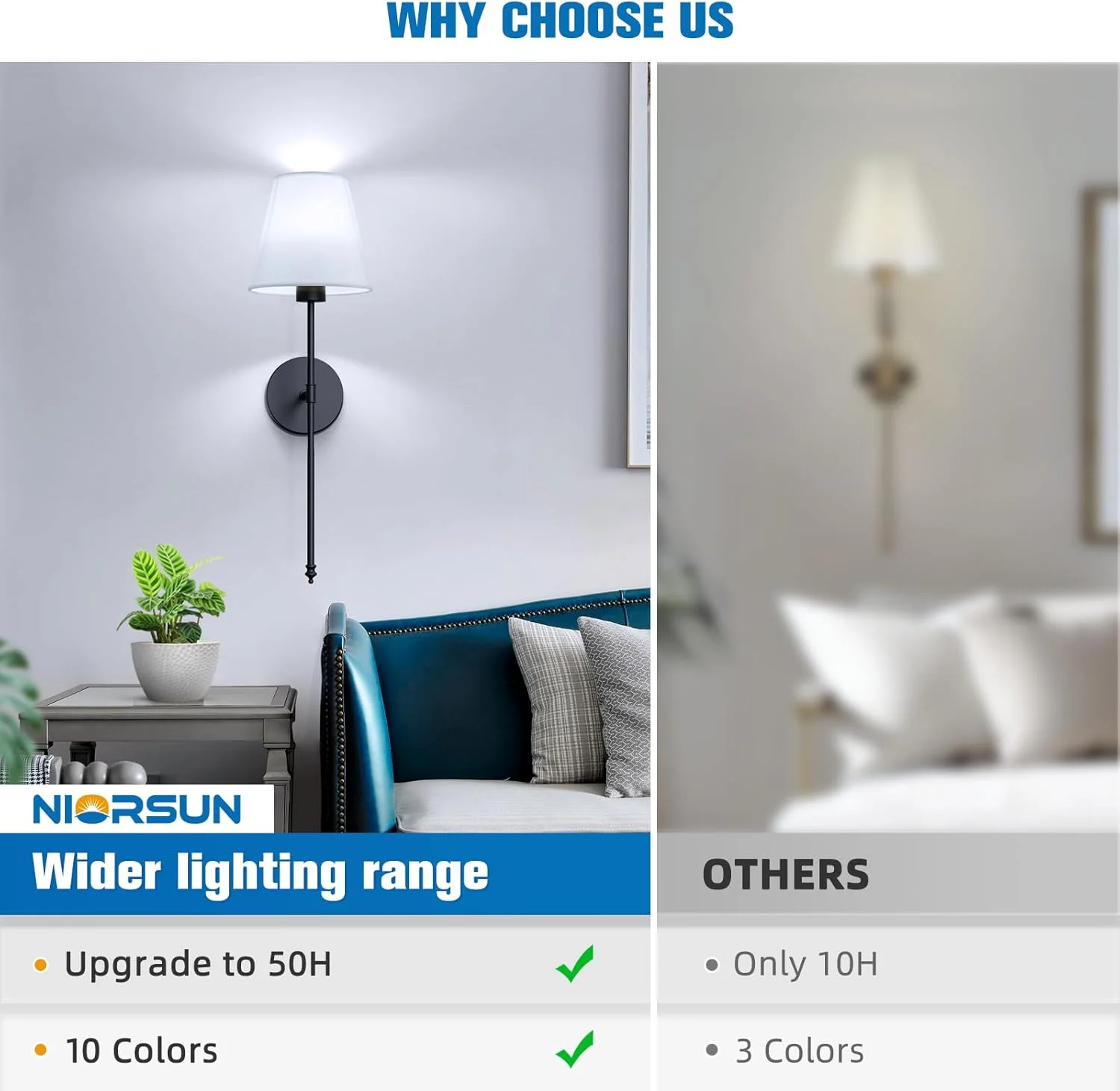 چراغ دیواری باتری خور 50.5 سانتی متری NIORSUN، چراغ های دیواری مشکی قابل شارژ داخلی با لامپ های جداشدنی کم نور 5200 میلی آمپر ساعتی و ریموت، چراغ های دیواری 9 رنگ برای اتاق خواب، اتاق نشیمن، راهرو چراغ دیواری باتری خور 50.5 سانتی متری NIORSUN، چراغ های دیواری مشکی قابل شارژ داخلی با لامپ های جداشدنی کم نور 5200 میلی آمپر ساعتی و ریموت، چراغ های دیواری 9 رنگ برای اتاق خواب، اتاق نشیمن، راهرو