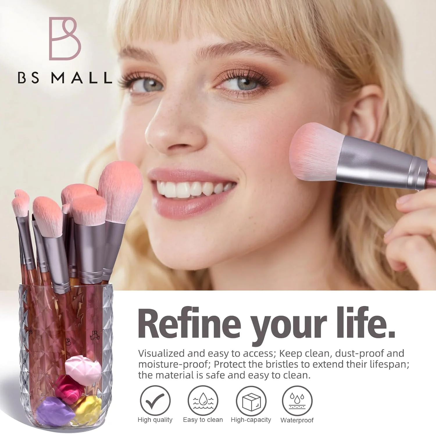 ست براش آرایشی BS-MALL - مجموعه براش پریمیوم 14 عددی به همراه 4 عدد اسفنج کوچک و کیف، ایده آل برای مسافرت، ابزار کامل زیبایی برای بانوان (رنگ پوست مرواریدی رنگین کمانی) ست براش آرایشی BS-MALL - مجموعه براش پریمیوم 14 عددی به همراه 4 عدد اسفنج کوچک و کیف، ایده آل برای مسافرت، ابزار کامل زیبایی برای بانوان (رنگ پوست مرواریدی رنگین کمانی)