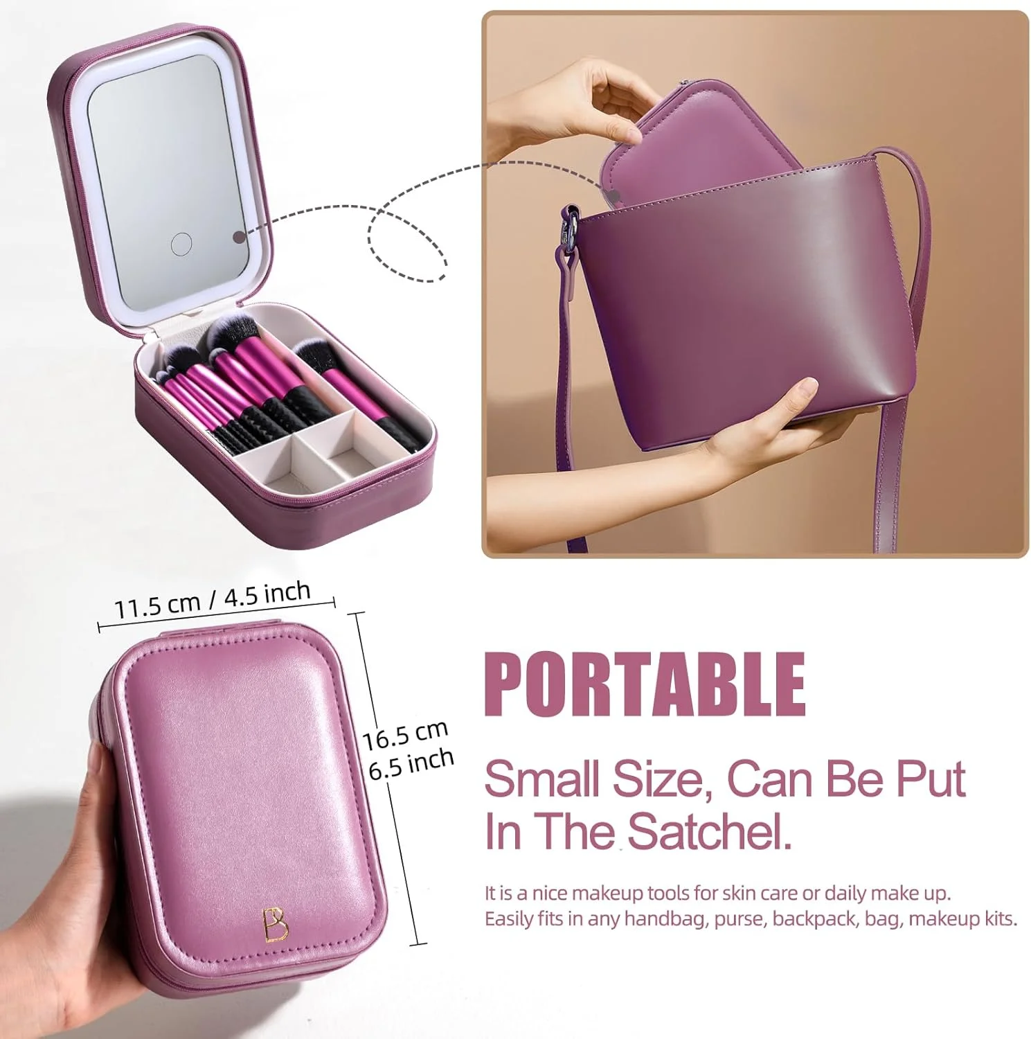 ست براش آرایشی BS-MALL شامل 14 عدد براش به همراه آینه LED دار - ابزارهای آرایشی با کیفیت عالی برای روتین زیبایی بی نقص (بنفش) ست براش آرایشی BS-MALL شامل 14 عدد براش به همراه آینه LED دار - ابزارهای آرایشی با کیفیت عالی برای روتین زیبایی بی نقص (بنفش)