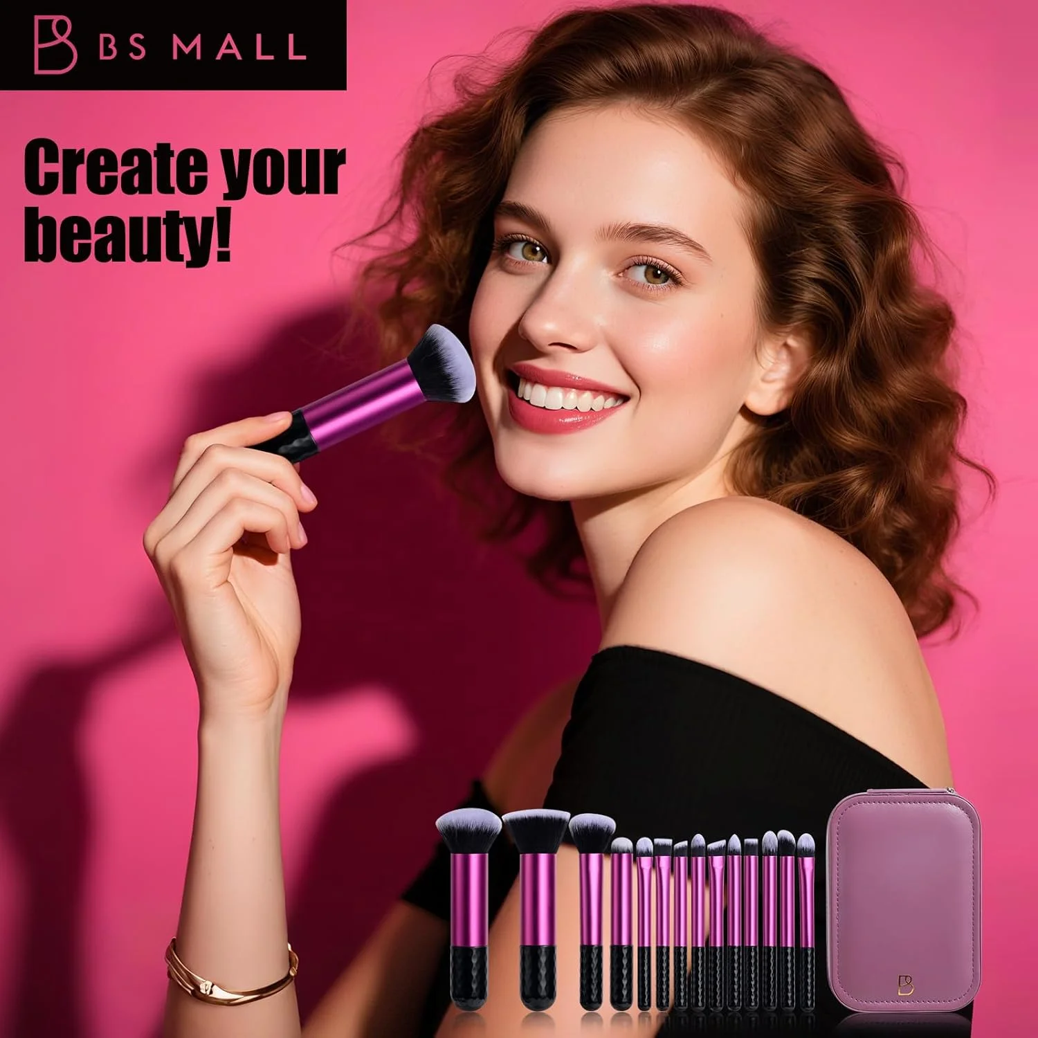 ست براش آرایشی BS-MALL شامل 14 عدد براش به همراه آینه LED دار - ابزارهای آرایشی با کیفیت عالی برای روتین زیبایی بی نقص (بنفش) ست براش آرایشی BS-MALL شامل 14 عدد براش به همراه آینه LED دار - ابزارهای آرایشی با کیفیت عالی برای روتین زیبایی بی نقص (بنفش)