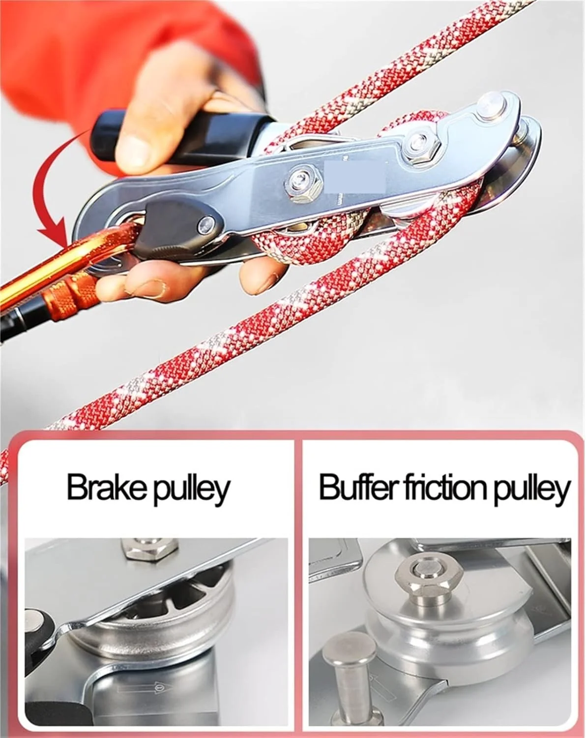 قرقره SEMOOR با عملکرد خود قفل شونده، دستگاه فرود کنترل دسته دار، قرقره ترمز داخلی و قرقره اصطکاکی بافر مناسب برای صخره نوردی (سایز: آبی)