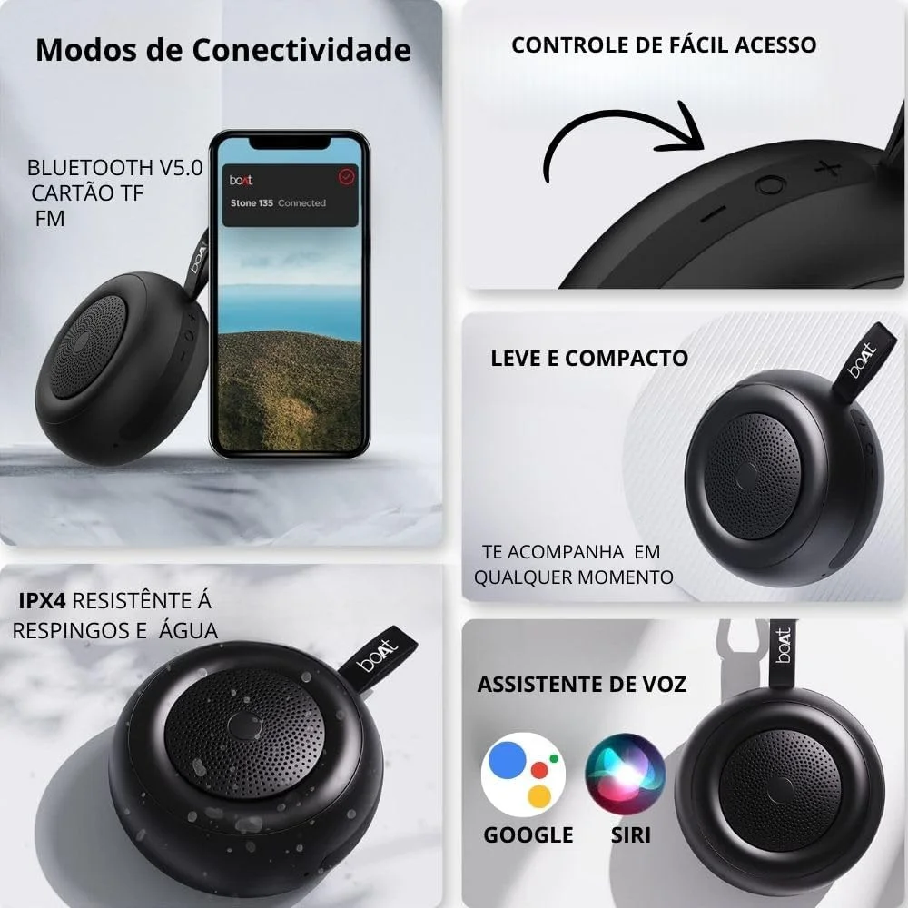 اسپیکر بلوتوثی قابل حمل بوآت مدل Stone 135 با صدای فراگیر 5 واتی RMS، مقاومت در برابر آب IPX4، قابلیت True Wireless، تا 11 ساعت پخش مداوم، حالت های اتصال چندگانه با شارژ Type C (مشکی اکتیو) اسپیکر بلوتوثی قابل حمل بوآت مدل Stone 135 با صدای فراگیر 5 واتی RMS، مقاومت در برابر آب IPX4، قابلیت True Wireless، تا 11 ساعت پخش مداوم، حالت های اتصال چندگانه با شارژ Type C (مشکی اکتیو)