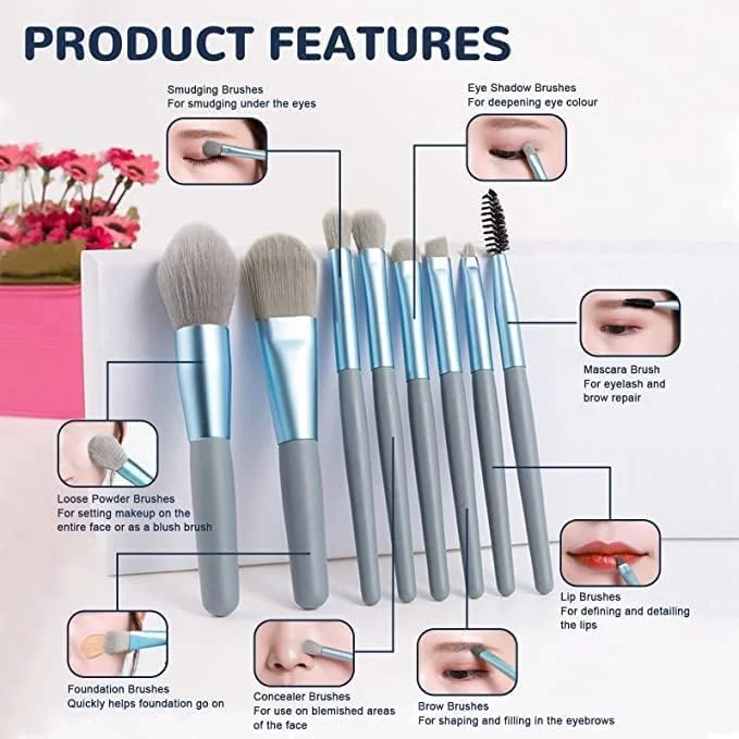 ست برس آرایشی دهیریک تردورلد برای کرم پودر، رژگونه، سایه چشم، مژه، لب و ابرو، ست برس آرایشی مینی قابل حمل 8 عددی ست برس آرایشی دهیریک تردورلد برای کرم پودر، رژگونه، سایه چشم، مژه، لب و ابرو، ست برس آرایشی مینی قابل حمل 8 عددی
