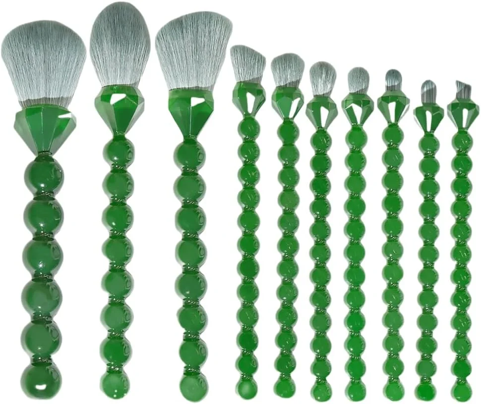 ست برس آرایشی ۱۰ تکه COSHINE با طراحی منحصر به فرد الماس و مروارید، برس های کامل و زیبا برای پودر، کانسیلر، رژگونه، سایه چشم، سبز