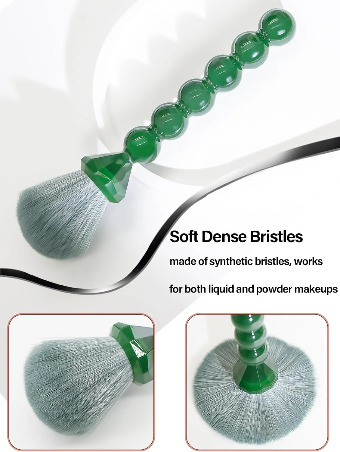 ست برس آرایشی ۱۰ تکه COSHINE با طراحی منحصر به فرد الماس و مروارید، برس های کامل و زیبا برای پودر، کانسیلر، رژگونه، سایه چشم، سبز