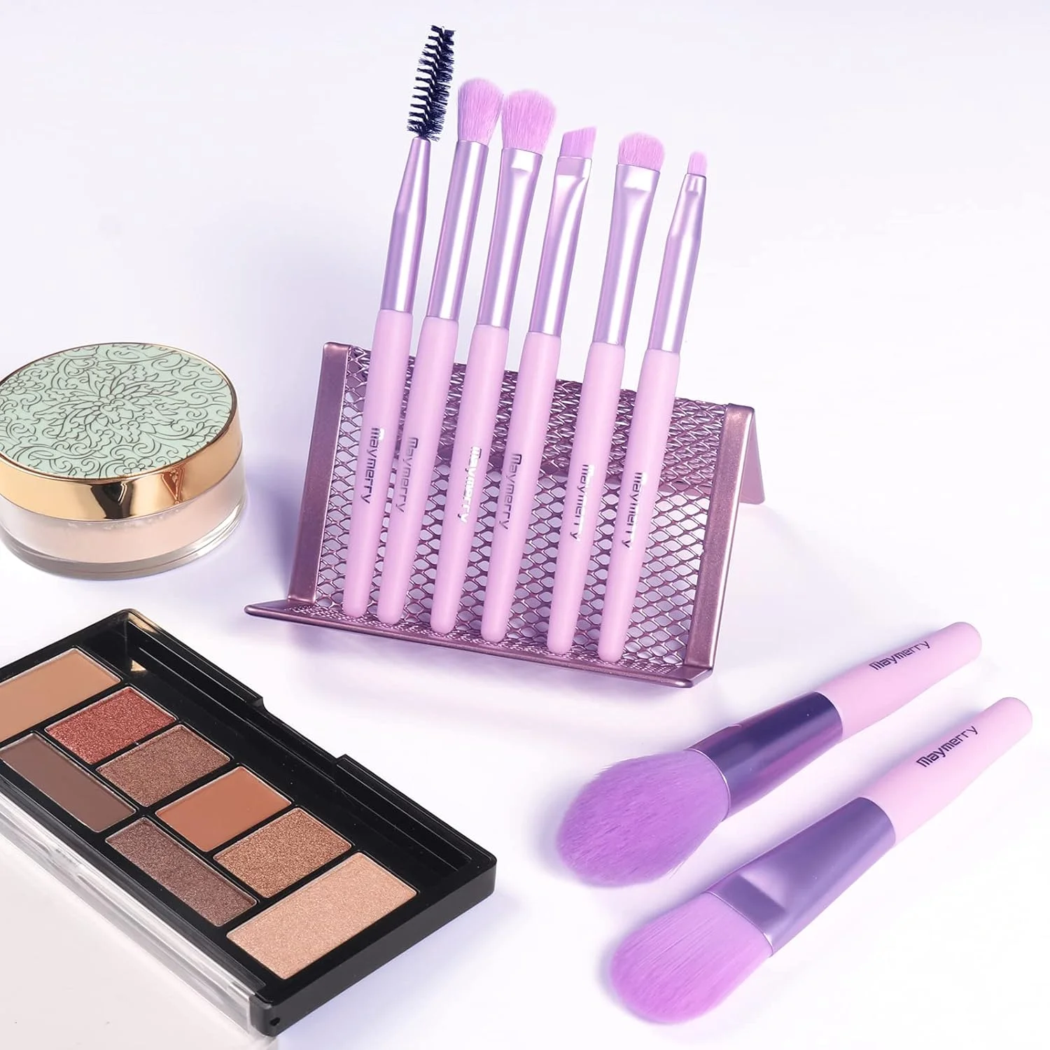 ست برس آرایشی کامیکس 8 تکه، ست برس مسافرتی آرایشی مصنوعی زیبا برای دختران، بنفش ست برس آرایشی کامیکس 8 تکه، ست برس مسافرتی آرایشی مصنوعی زیبا برای دختران، بنفش