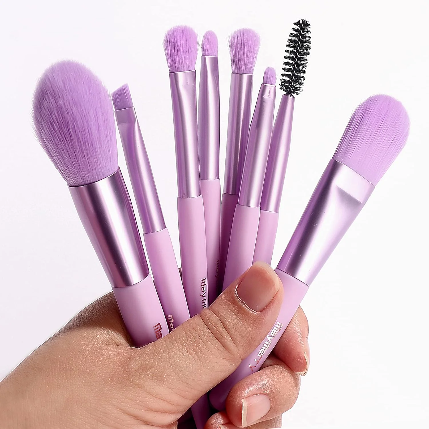 ست برس آرایشی کامیکس 8 تکه، ست برس مسافرتی آرایشی مصنوعی زیبا برای دختران، بنفش ست برس آرایشی کامیکس 8 تکه، ست برس مسافرتی آرایشی مصنوعی زیبا برای دختران، بنفش