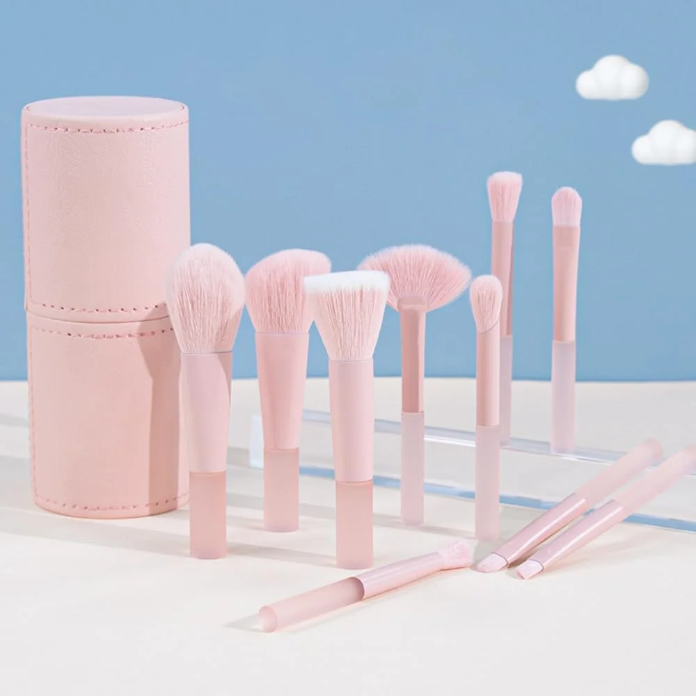 ست براش آرایشی مسافرتی صورتی کیوت COSHINE، ست 10 عددی براش مینی قابل حمل با عملکرد کامل به همراه نگهدارنده ست براش آرایشی مسافرتی صورتی کیوت COSHINE، ست 10 عددی براش مینی قابل حمل با عملکرد کامل به همراه نگهدارنده