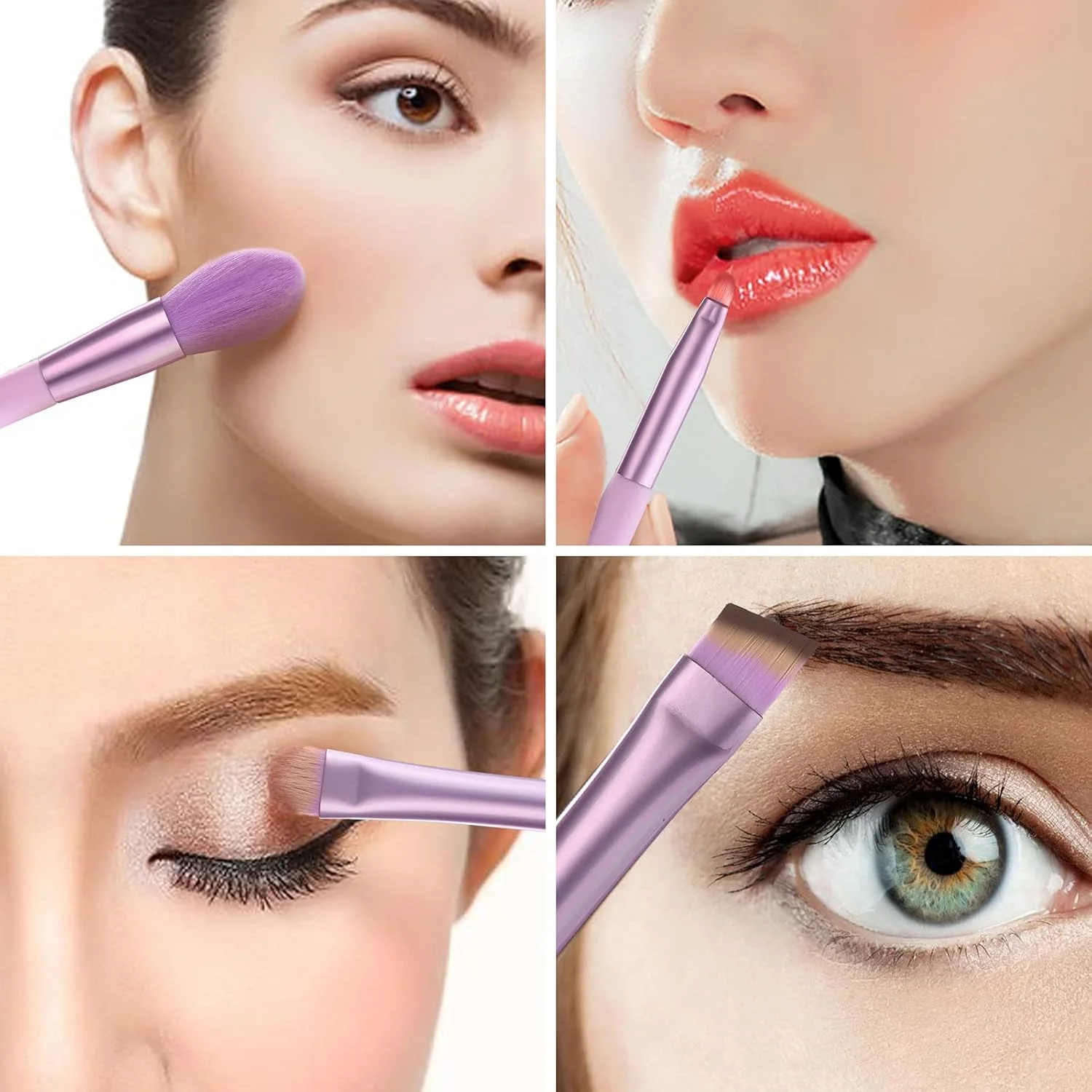 ست برس آرایشی کامیکس 8 تکه، ست برس مسافرتی آرایشی مصنوعی زیبا برای دختران، بنفش ست برس آرایشی کامیکس 8 تکه، ست برس مسافرتی آرایشی مصنوعی زیبا برای دختران، بنفش