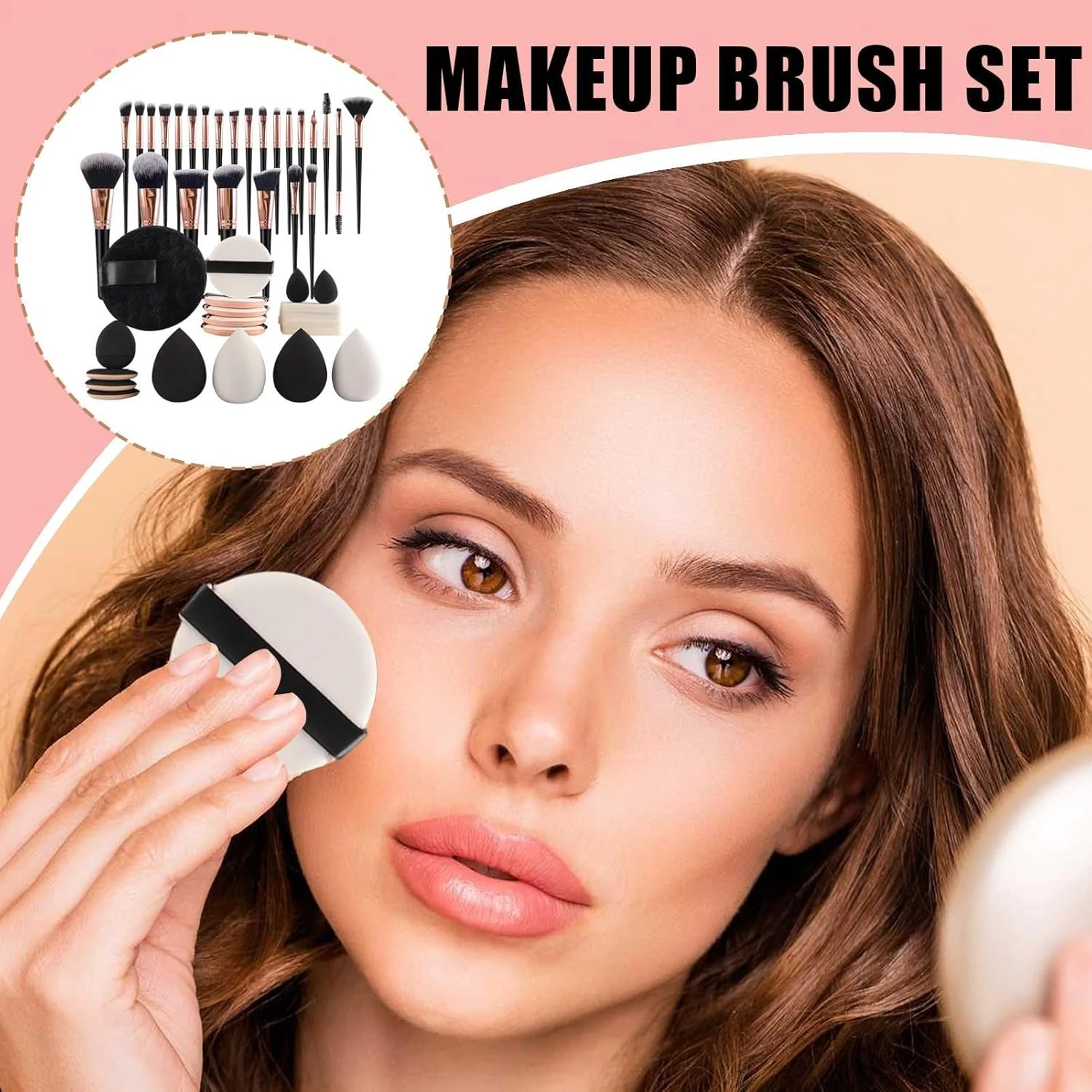 ست لوازم آرایشی مسافرتی جمع و جور - ست برس آرایشی مسافرتی سبک وزن 45 تکه با پد پودر برای زنان - لوازم آرایشی برای سفر خانگی، سفر کاری، مدرسه و فضای باز