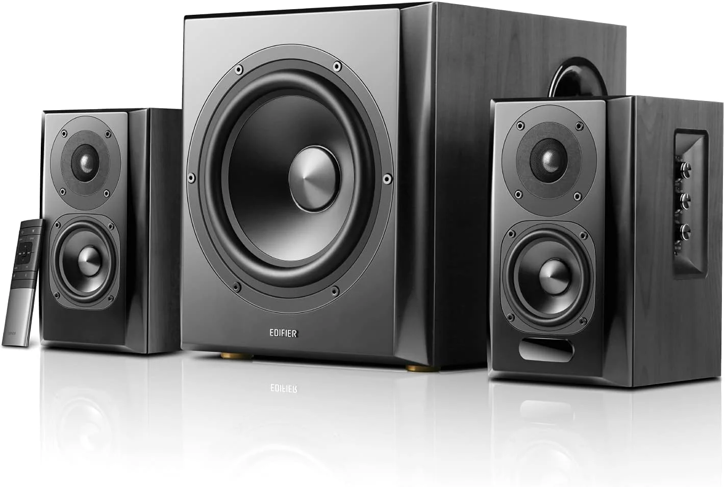 اسپیکر و ساب ووفر 2.1 سیستم Edifier S351DB، بلوتوث، اپتیکال و کمکی، صدای بی سیم برای اتاق مطالعه، اتاق نشیمن و اتاق کار، مشکی