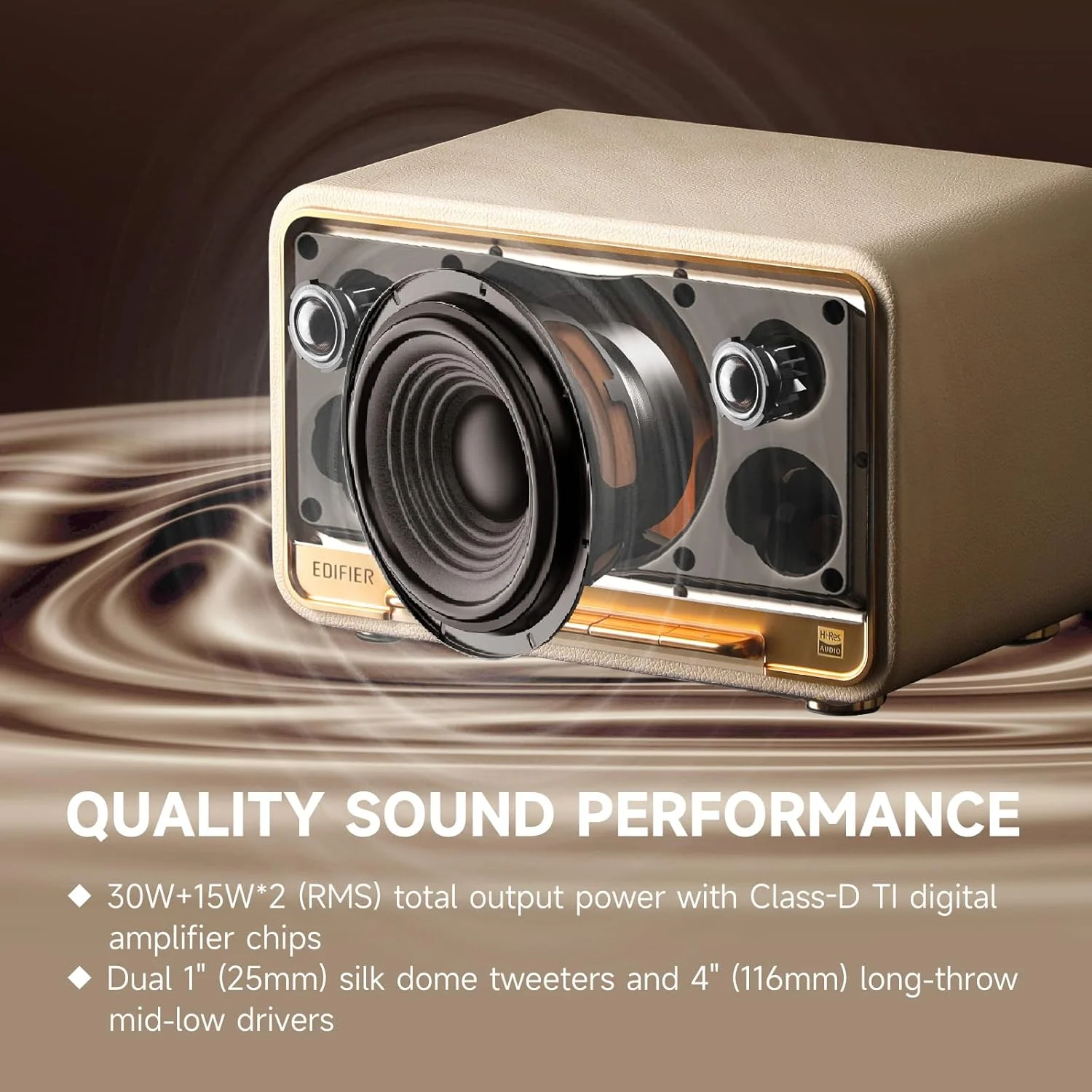 اسپیکر بی سیم رومیزی Edifier D32، اسپیکر بلوتوث Hi-Res Audio، اسپیکر ترکیبی رترو قابل حمل، 60 وات RMS، بلوتوث 5.3، 11 ساعت پخش، سفید اسپیکر بی سیم رومیزی Edifier D32، اسپیکر بلوتوث Hi-Res Audio، اسپیکر ترکیبی رترو قابل حمل، 60 وات RMS، بلوتوث 5.3، 11 ساعت پخش، سفید