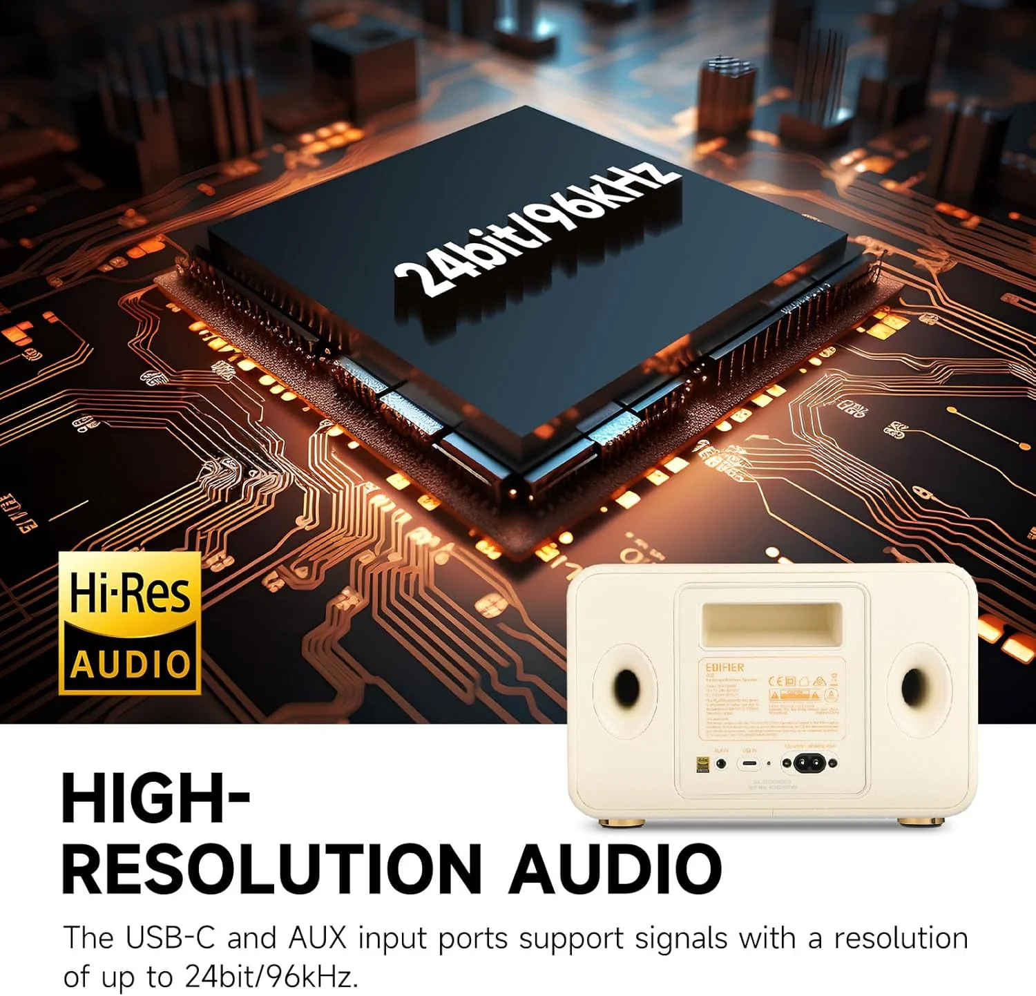 اسپیکر بی سیم رومیزی Edifier D32، اسپیکر بلوتوث Hi-Res Audio، اسپیکر ترکیبی رترو قابل حمل، 60 وات RMS، بلوتوث 5.3، 11 ساعت پخش، سفید اسپیکر بی سیم رومیزی Edifier D32، اسپیکر بلوتوث Hi-Res Audio، اسپیکر ترکیبی رترو قابل حمل، 60 وات RMS، بلوتوث 5.3، 11 ساعت پخش، سفید