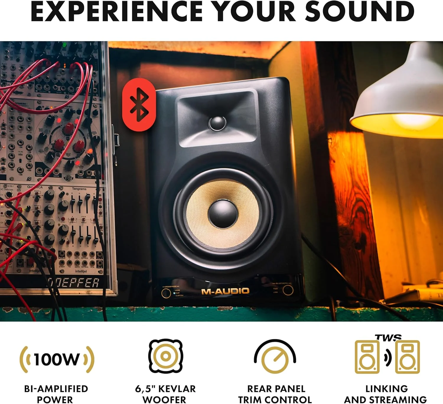 مانیتور استودیویی فعال M-Audio Forty Sixty با ووفر 6.5 اینچی، تیوتر 1 اینچی، بلوتوث و DSP - تک واحدی