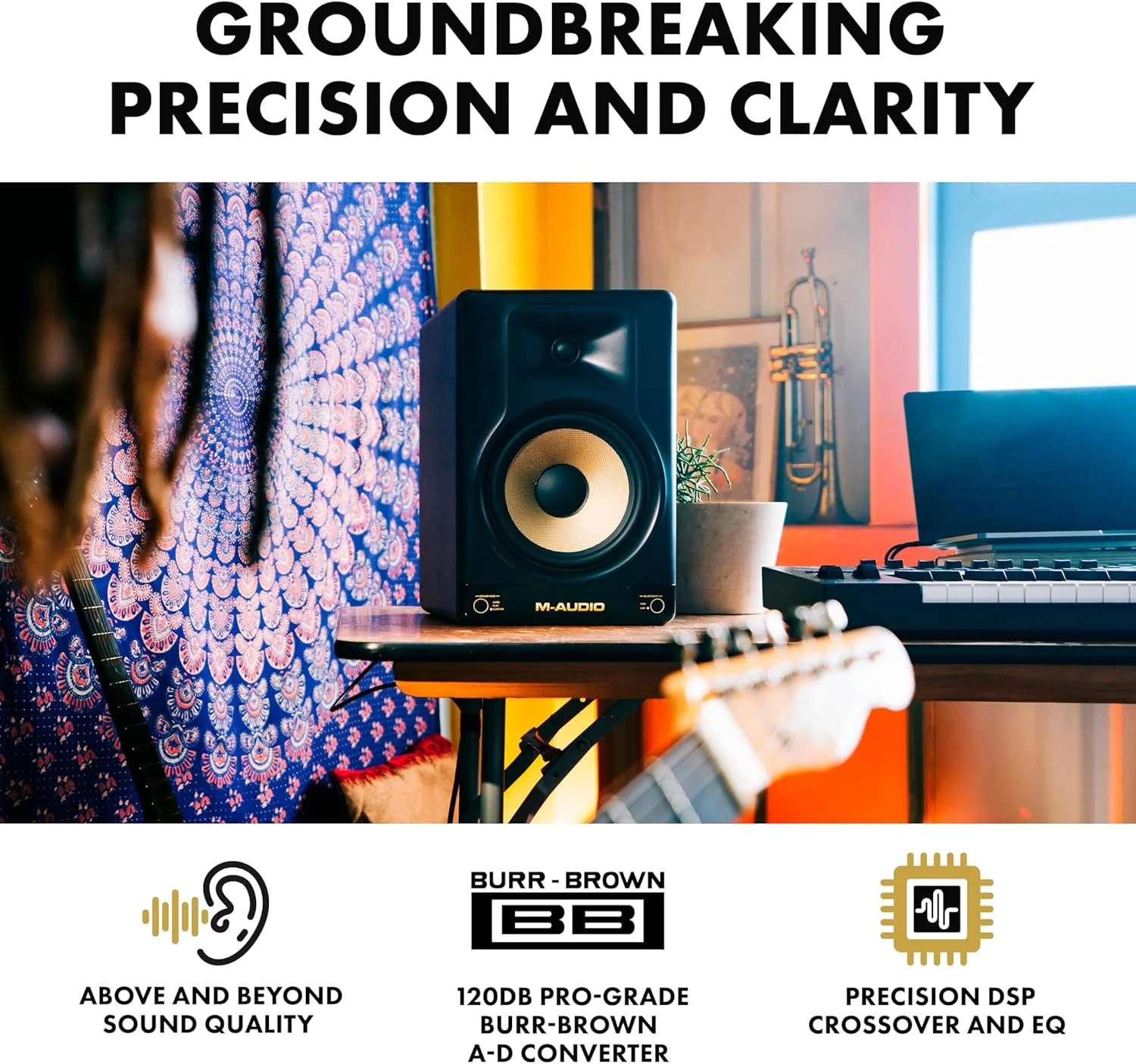 مانیتور استودیویی فعال M-Audio Forty Sixty با ووفر 6.5 اینچی، تیوتر 1 اینچی، بلوتوث و DSP - تک واحدی