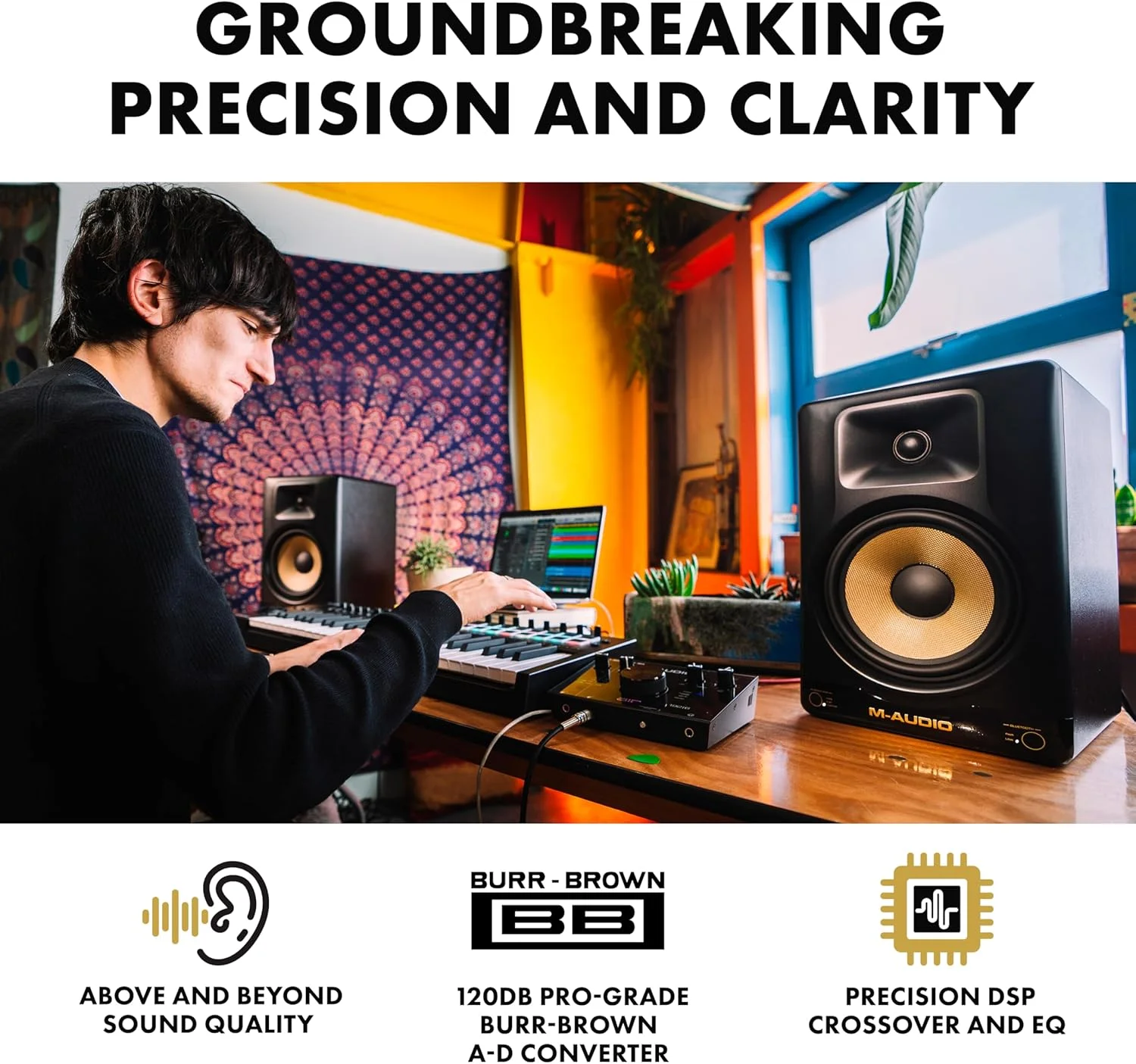 مانیتور استودیویی اکتیو M-Audio Forty Eighty با ووفر 8 اینچی، تیوتر 1.25 اینچی، بلوتوث و DSP - تک واحدی