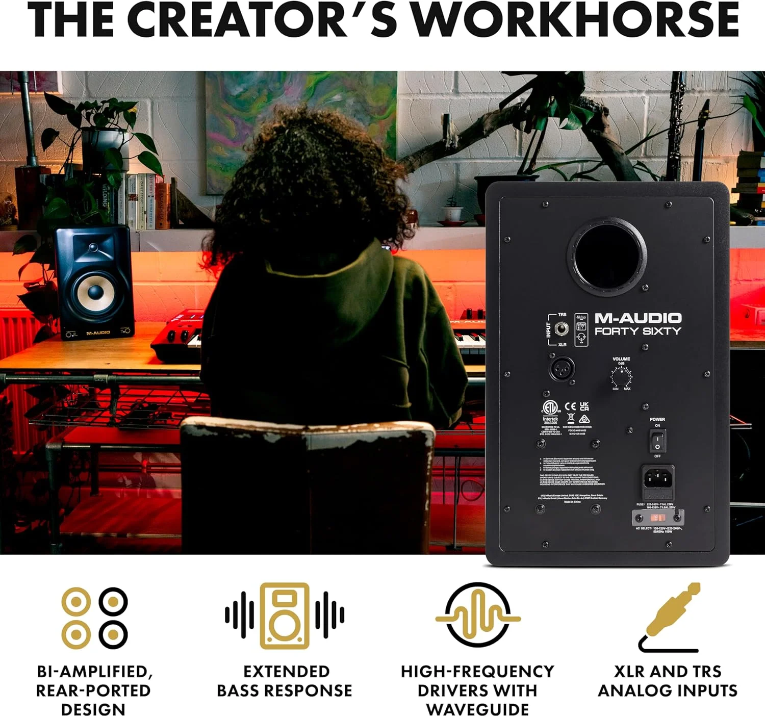 مانیتور استودیویی فعال M-Audio Forty Sixty با ووفر 6.5 اینچی، تیوتر 1 اینچی، بلوتوث و DSP - تک واحدی