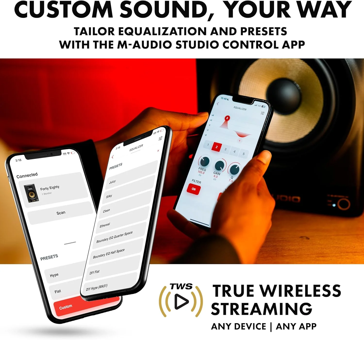 مانیتور استودیویی اکتیو M-Audio Forty Eighty با ووفر 8 اینچی، تیوتر 1.25 اینچی، بلوتوث و DSP - تک واحدی