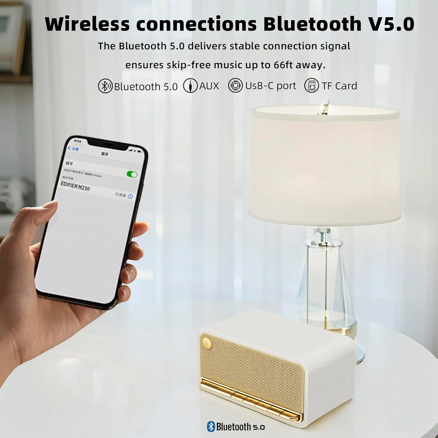 اسپیکر بلوتوثی چوبی رترو Edifier، اسپیکرهای قابل حمل بی سیم با صدای استریو 20 واتی، اسپیکر دکوری وینتیج با AUX، کارت صدای USB، میکرو SD سفید اسپیکر بلوتوثی چوبی رترو Edifier، اسپیکرهای قابل حمل بی سیم با صدای استریو 20 واتی، اسپیکر دکوری وینتیج با AUX، کارت صدای USB، میکرو SD سفید