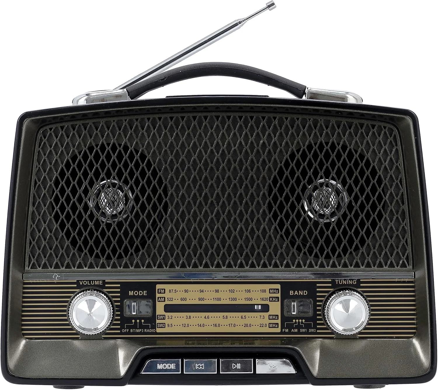 رادیو شارژی 3 باند Geepas BT/FM/MP3/USB/TF با قابلیت اتصال بلوتوث، مشکی