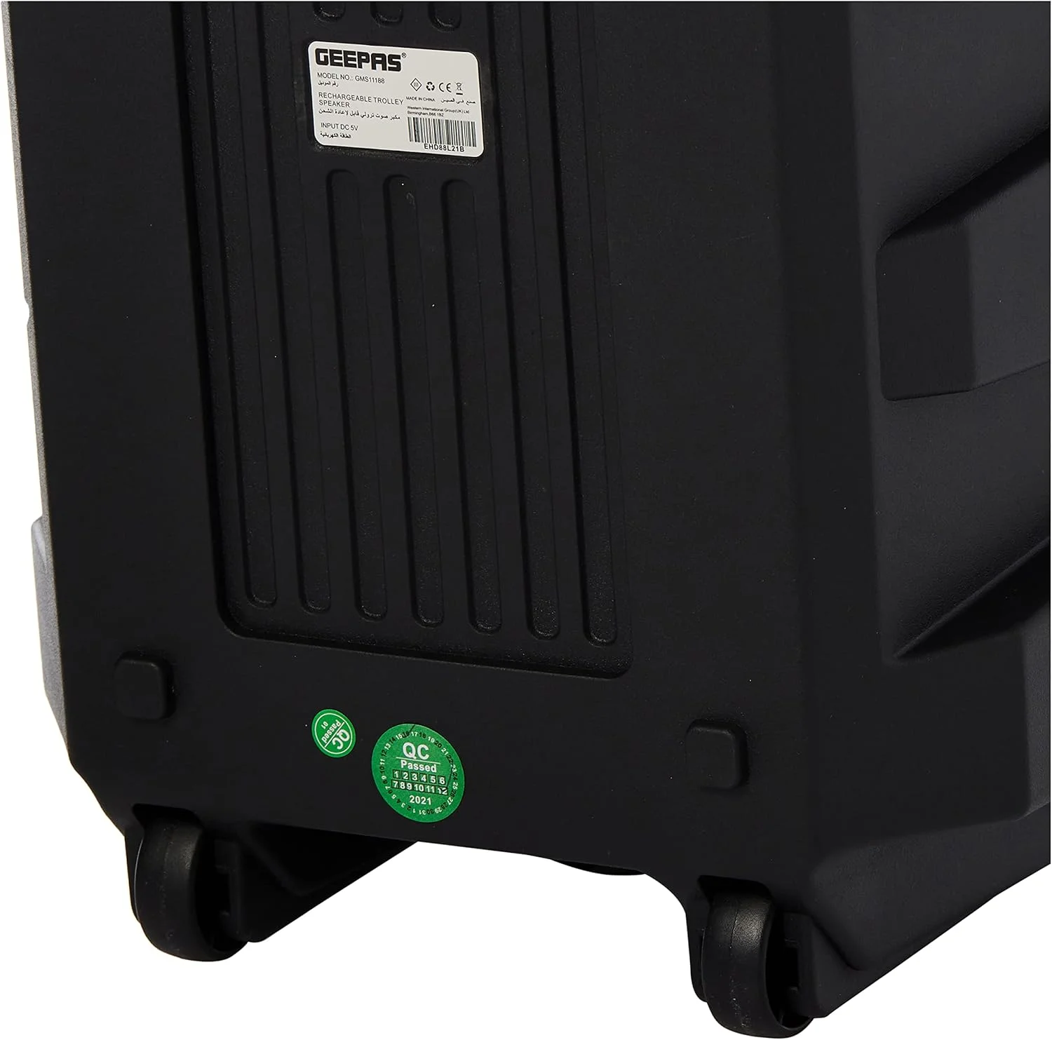 اسپیکر چرخدار شارژی Geepas با میکروفون | کیفیت صدای قدرتمند با توان خروجی 30000W PMPO | حمل آسان با دسته راحت - GMS11188 اسپیکر چرخدار شارژی Geepas با میکروفون | کیفیت صدای قدرتمند با توان خروجی 30000W PMPO | حمل آسان با دسته راحت - GMS11188