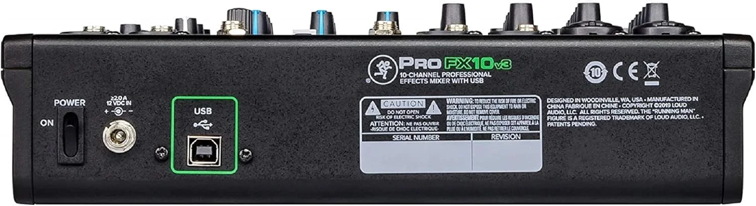 میکسر 10 کانال Mackie ProFX10v3 بدون آمپلی فایر با افکت و USB به همراه بسته لوازم جانبی - شامل هدفون مانیتورینگ استودیویی پشت بسته Knox Gear TX-100، کابل های TRS 1/4 اینچی و کابل های XLR (6 قطعه)
