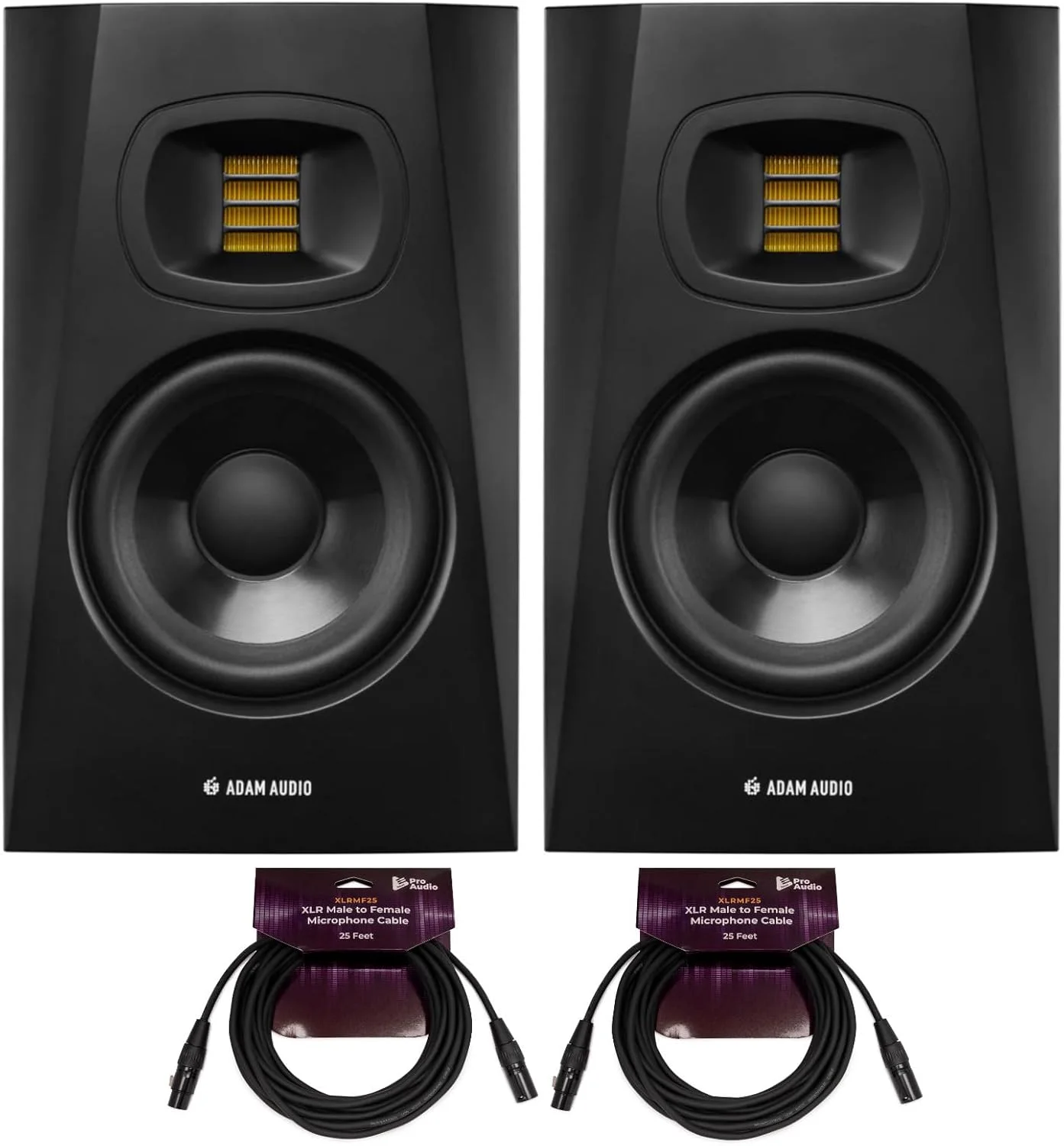 باندل مانیتور استودیویی اکتیو Adam Audio T5V Nearfield (دو عددی) به همراه کابل میکروفون XLR نر به XLR ماده 7.5 متری (دو عدد) (4 قطعه)