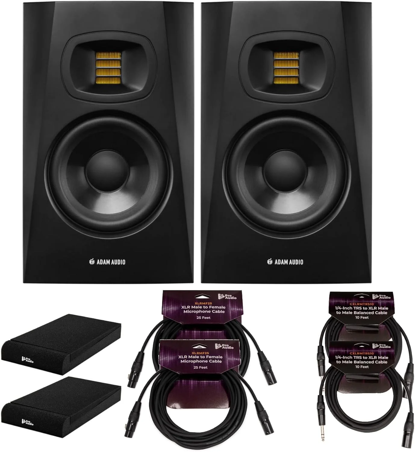 باندل مانیتور استودیویی Adam Audio T5V 5 اینچی (دو عددی) همراه با پد های ایزوله، کابل بالانس 1/4 اینچی TRS به XLR نر به نر (10 فوت، دو عددی) و کابل XLR 25 فوتی (6 قطعه) باندل مانیتور استودیویی Adam Audio T5V 5 اینچی (دو عددی) همراه با پد های ایزوله، کابل بالانس 1/4 اینچی TRS به XLR نر به نر (10 فوت، دو عددی) و کابل XLR 25 فوتی (6 قطعه)
