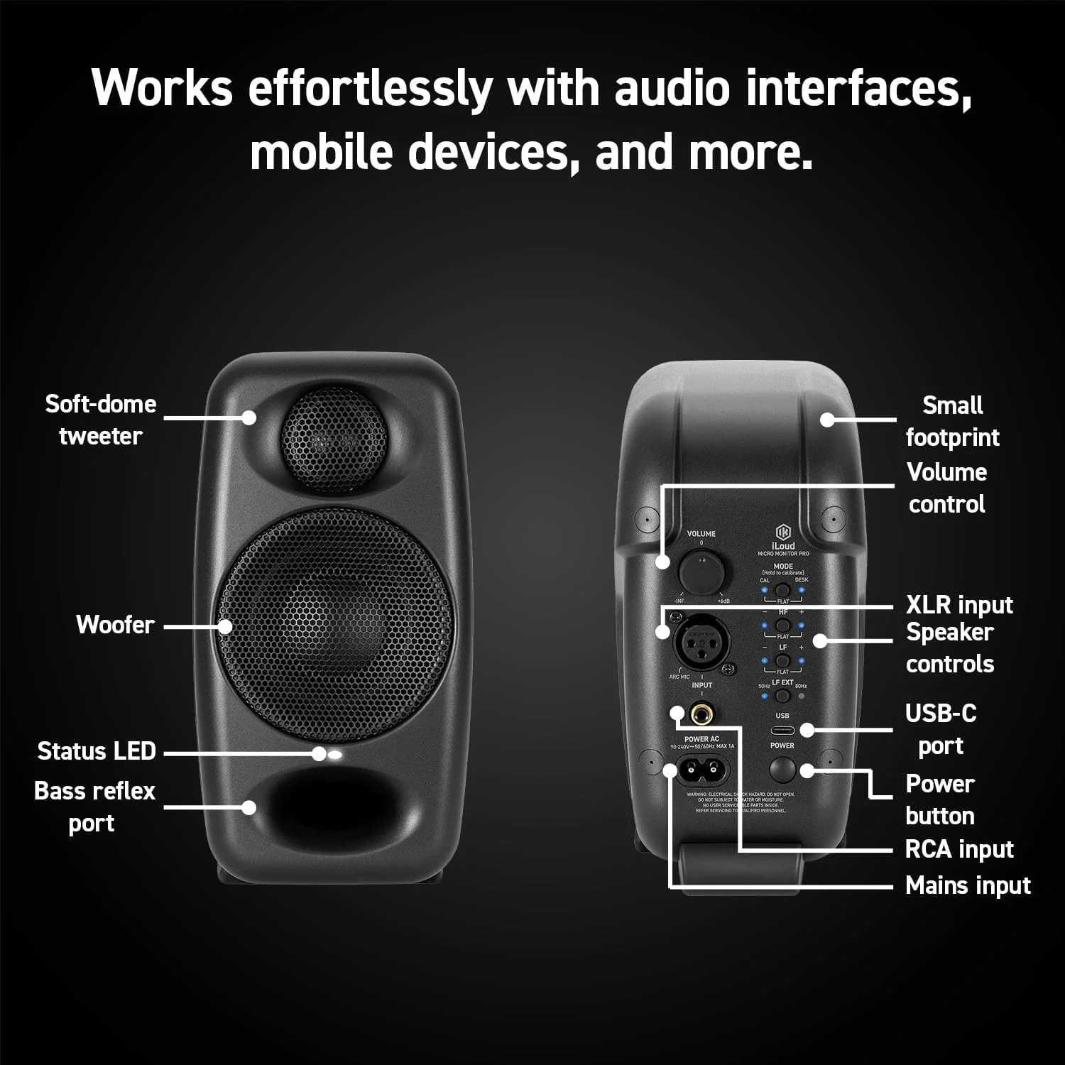 جفت مانیتور استودیویی IK Multimedia iLoud Micro Monitor Pro - مشکی 50 وات با ووفر 3 اینچی، توییتر 1 اینچی، کالیبراسیون خودکار ARC، پشتیبانی از X-Monitor و میکروفون اندازه گیری - مشکی (جفت) جفت مانیتور استودیویی IK Multimedia iLoud Micro Monitor Pro - مشکی 50 وات با ووفر 3 اینچی، توییتر 1 اینچی، کالیبراسیون خودکار ARC، پشتیبانی از X-Monitor و میکروفون اندازه گیری - مشکی (جفت)