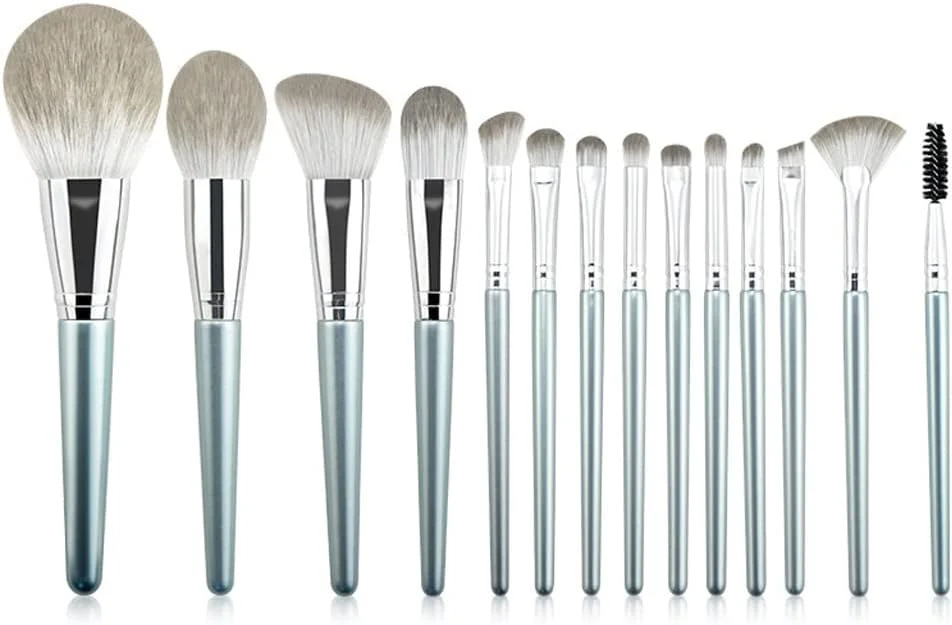 ست 14 عددی برس آرایشی ENPAP، شامل برس پودر، برس زاویه دار رژگونه، برس کانتورینگ، برس سایه چشم، برس هایلایت، برس چین پلک، برس ابرو و برس مژه