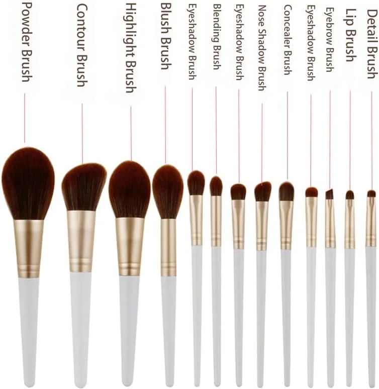 ست ۱۳ عددی برس آرایشی ENPAP موی طبیعی، برس های آرایشی حرفه ای شامل برس کرم پودر، رژگونه، سایه چشم، ابرو و ابزار ترکیبی