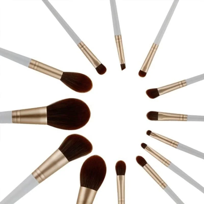 ست ۱۳ عددی برس آرایشی ENPAP موی طبیعی، برس های آرایشی حرفه ای شامل برس کرم پودر، رژگونه، سایه چشم، ابرو و ابزار ترکیبی