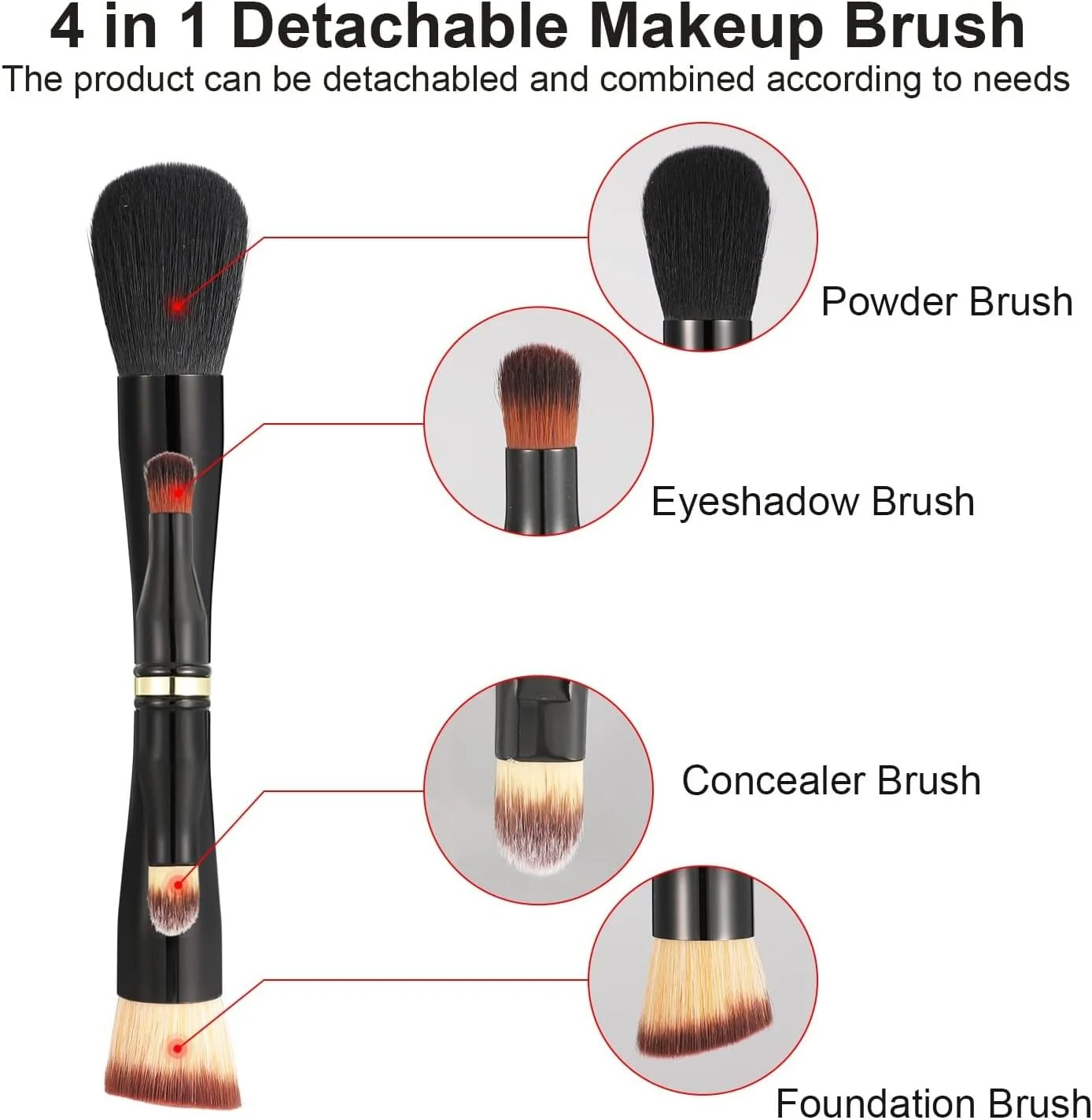 ست برس آرایشی دو سر 4 در 1 Excefore، برس فونداسیون مسافرتی جداشدنی، برس پودر سایه چشم، برس لوازم آرایشی صورت برای فونداسیون کانسیلر رژگونه پودر ست برس آرایشی دو سر 4 در 1 Excefore، برس فونداسیون مسافرتی جداشدنی، برس پودر سایه چشم، برس لوازم آرایشی صورت برای فونداسیون کانسیلر رژگونه پودر