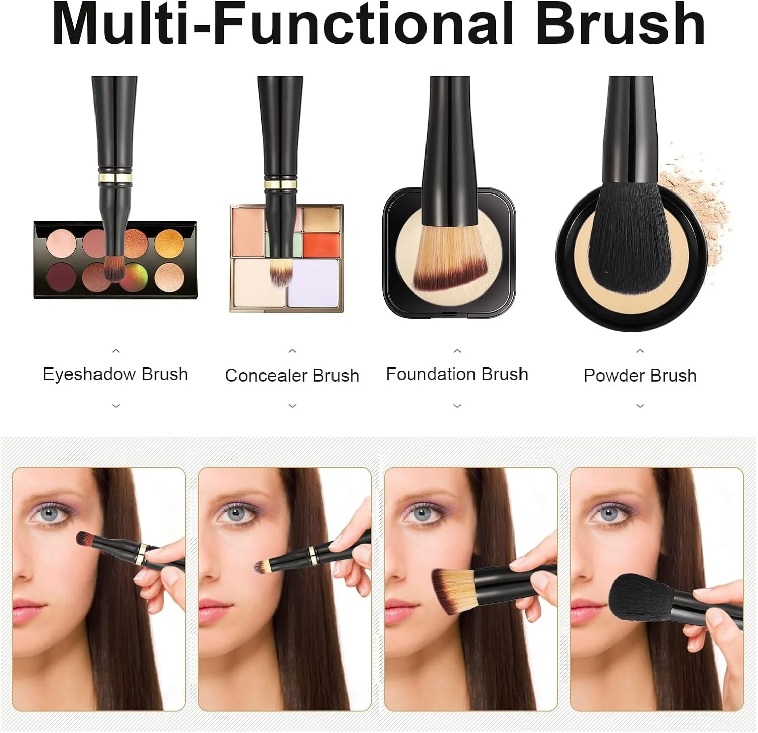 ست برس آرایشی دو سر 4 در 1 Excefore، برس فونداسیون مسافرتی جداشدنی، برس پودر سایه چشم، برس لوازم آرایشی صورت برای فونداسیون کانسیلر رژگونه پودر ست برس آرایشی دو سر 4 در 1 Excefore، برس فونداسیون مسافرتی جداشدنی، برس پودر سایه چشم، برس لوازم آرایشی صورت برای فونداسیون کانسیلر رژگونه پودر