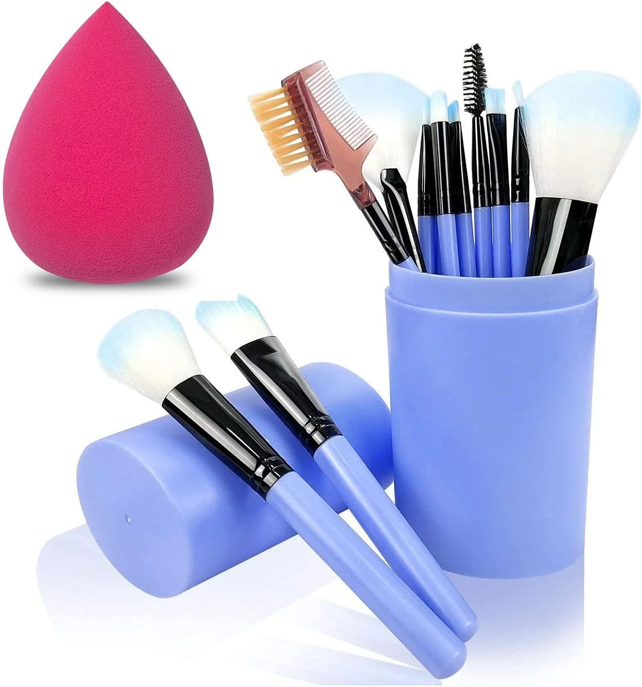 ست برس آرایشی فیت بایت (12 تکه) برای کرم پودر، سایه چشم، ابرو، خط چشم، رژگونه، پودر، کانسیلر، کانتور به همراه بلندر