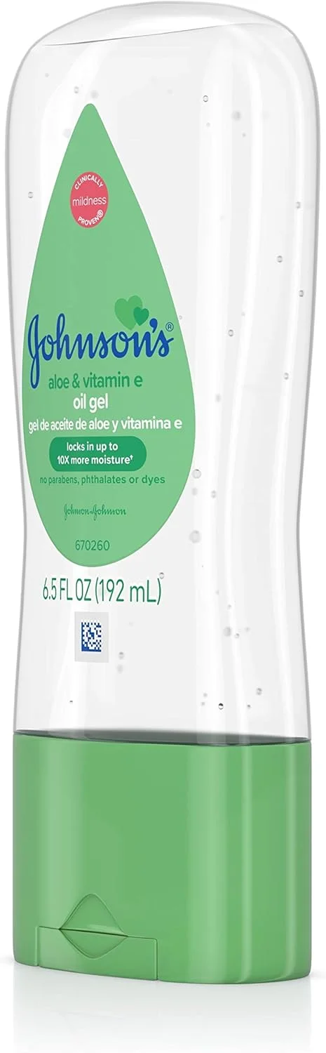 ژل روغن بچه جانسون با آلوئه ورا و ویتامین E، مراقبت از پوست حساس کودک، 192 میلی لیتر ژل روغن بچه جانسون با آلوئه ورا و ویتامین E، مراقبت از پوست حساس کودک، 192 میلی لیتر