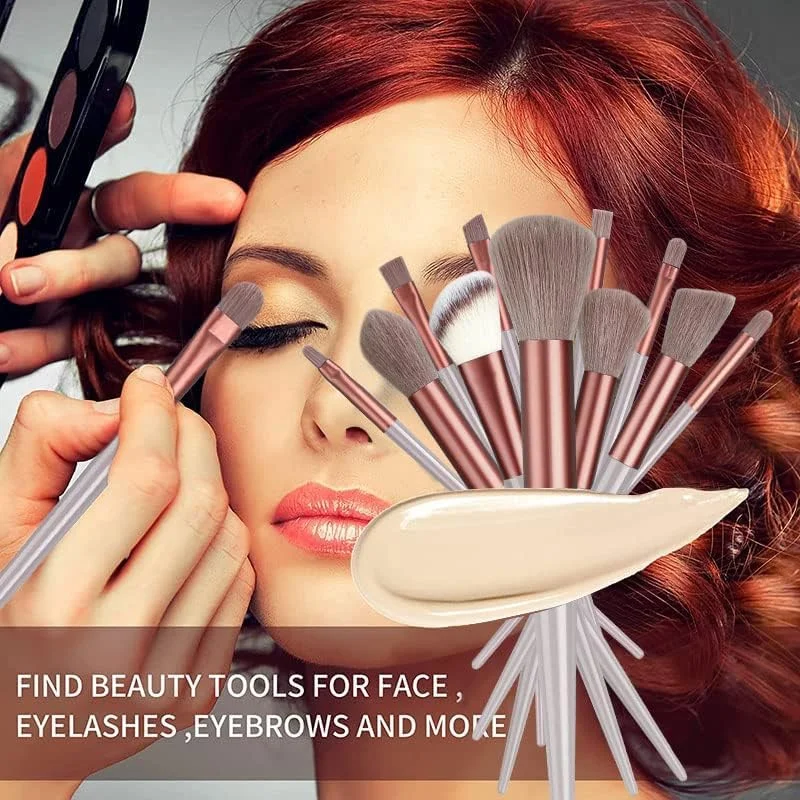 Glamzone The Artists Fix+ Plus ست برس آرایشی 13 عددی، برس های کرم پودر ست برس آرایشی حرفه ای برس نرم کرم پودر برس رژگونه صورتی ست برس سایه چشم با کیف مخملی (Nude) Glamzone The Artists Fix+ Plus ست برس آرایشی 13 عددی، برس های کرم پودر ست برس آرایشی حرفه ای برس نرم کرم پودر برس رژگونه صورتی ست برس سایه چشم با کیف مخملی (Nude)