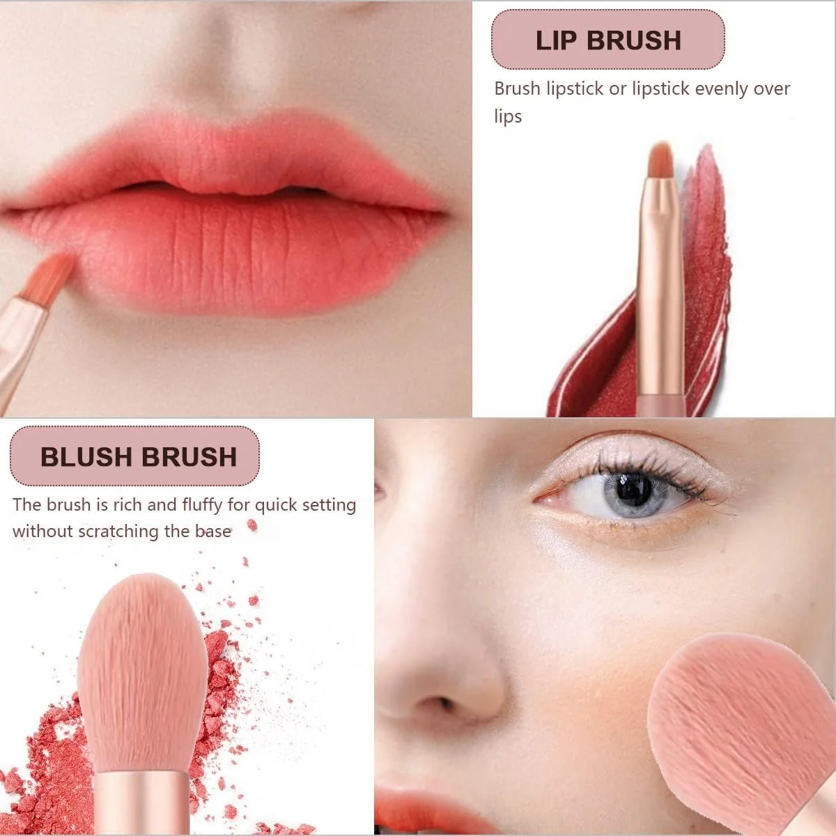 ست برس آرایشی GraGra، ست برس آرایشی مینی، ست آرایشی قابل حمل 8 تکه، ست برس آرایشی ممتاز با کیف چرمی، برس آرایشی پودر کرم پودر، ست برس های سایه چشم رژگونه