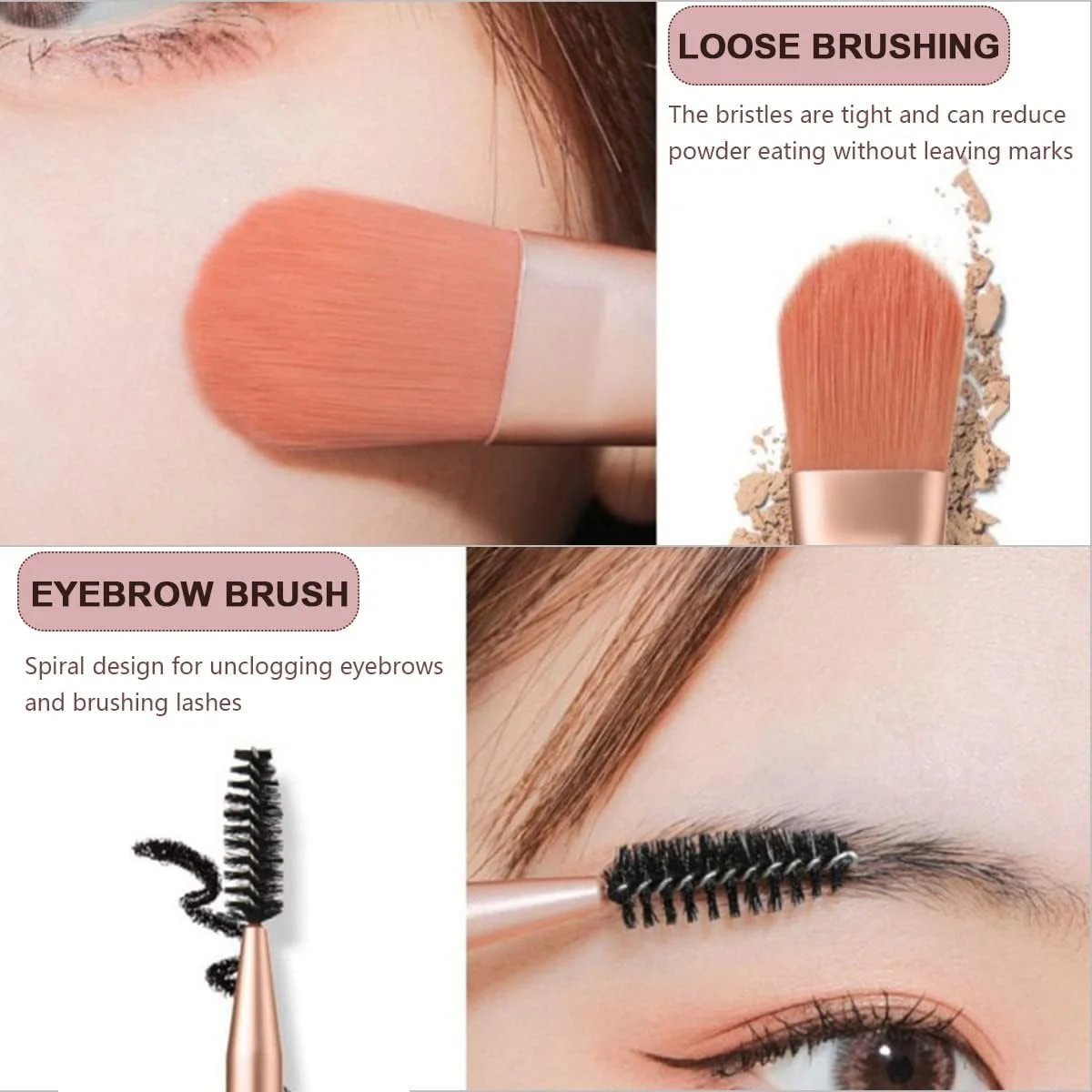 ست برس آرایشی GraGra، ست برس آرایشی مینی، ست آرایشی قابل حمل 8 تکه، ست برس آرایشی ممتاز با کیف چرمی، برس آرایشی پودر کرم پودر، ست برس های سایه چشم رژگونه