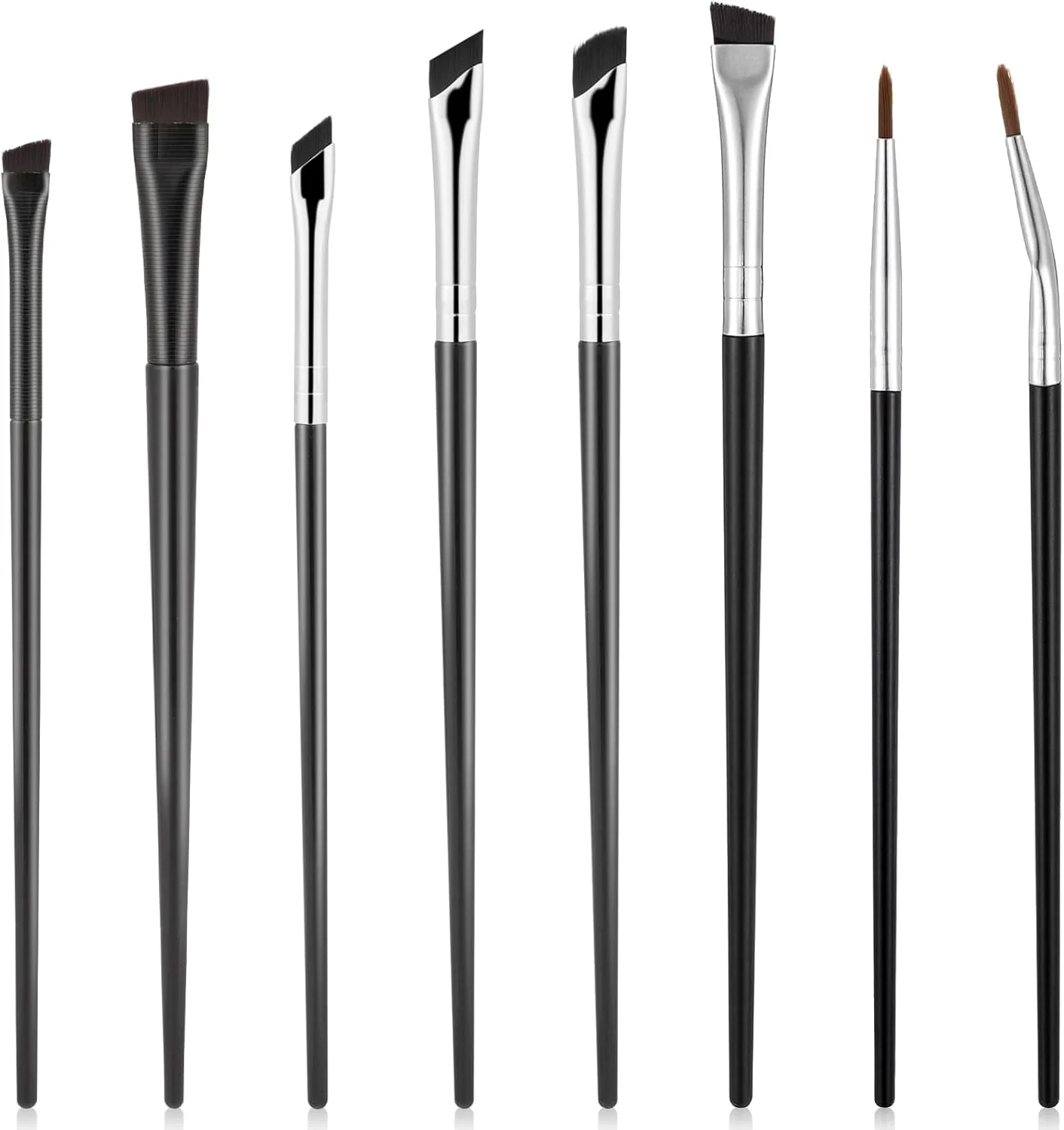 ست برس آرایشی هاری اندنی، 8 عدد برس خط چشم زاویه دار، برس خط چشم فوق العاده نازک و دقیق، ست برس آرایشی سایه چشم و ابرو، برس های ابرو زاویه دار، ابزار آرایش چشم حرفه ای