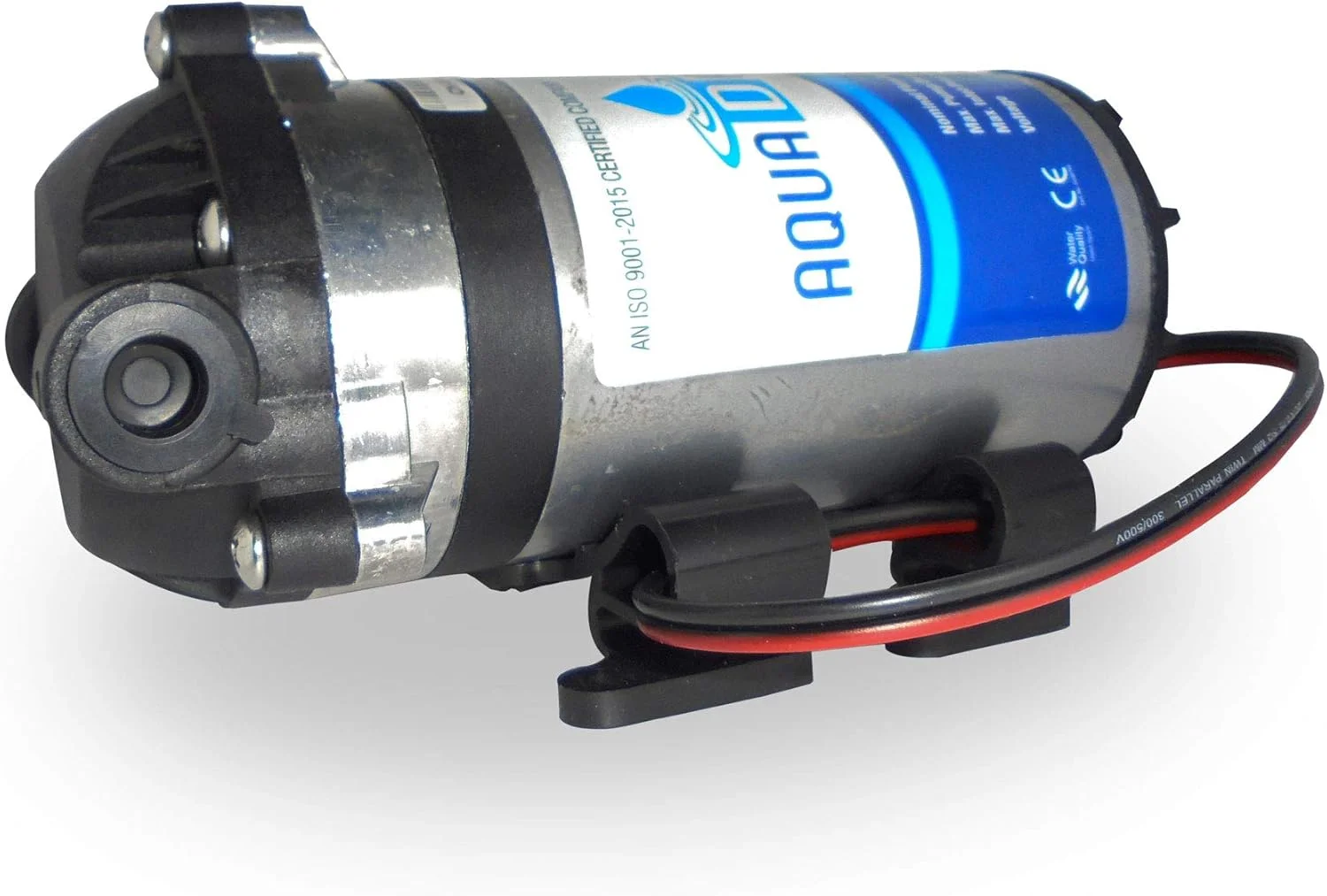 پمپ تقویت کننده 100 GPD آکوا دی پیور RO با ولتاژ 24 ولت به همراه اتصال دهنده پمپ (2 عدد، نقره ای/مشکی)