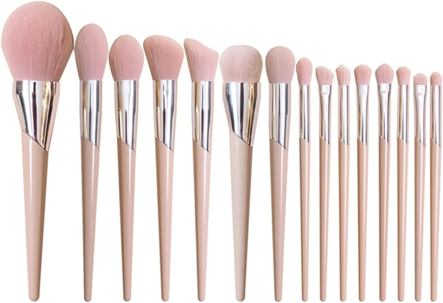 ست برس آرایشی هودور، برس های آرایشی مد روز صورتی کالباسی، ست برس پودر صورت، رژگونه، هایلایتر، سایه چشم، ترکیب، بینی، ابرو و لب