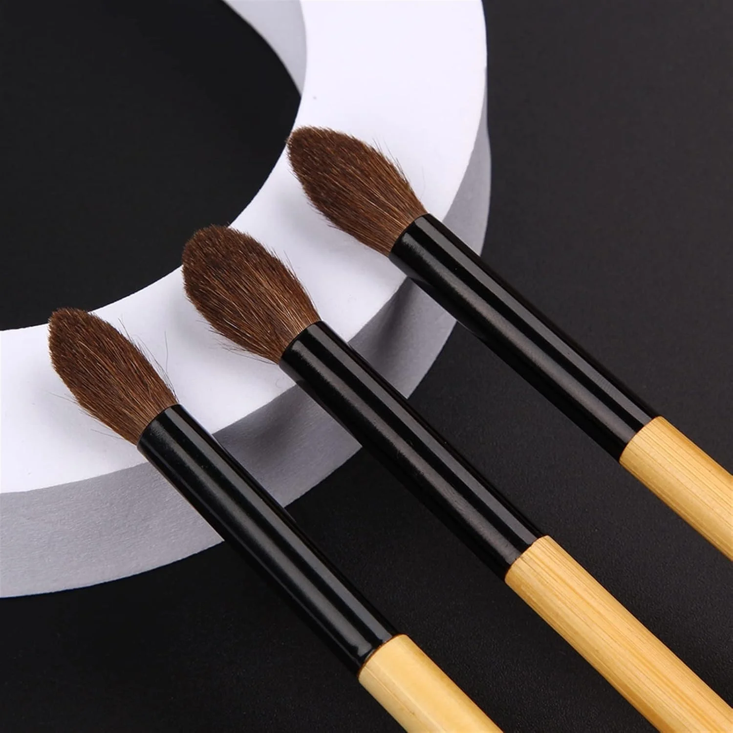 ست برس آرایشی HODORE، برس ترکیبی سایه چشم موی اسب، کیت لوازم آرایشی آرایش چشم، برس های آرایش چشم با موهای نرم و دسته چوبی