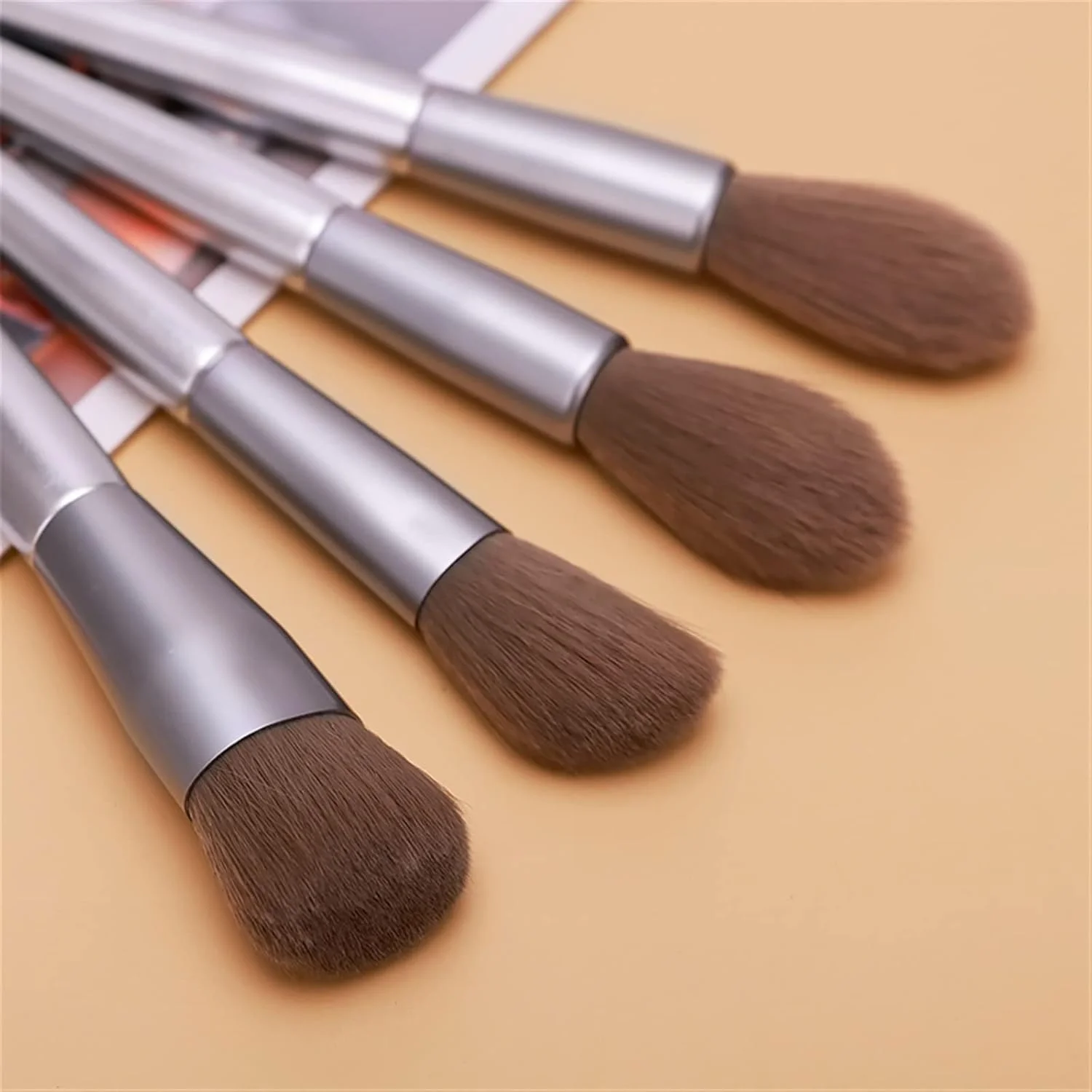 ست برس آرایشی HODORE، کیت برس آرایشی نقره ای حرفه ای، موهای مصنوعی، برس صورت، کرم پودر، هایلایتر، سایه چشم، لوازم آرایشی و بهداشتی