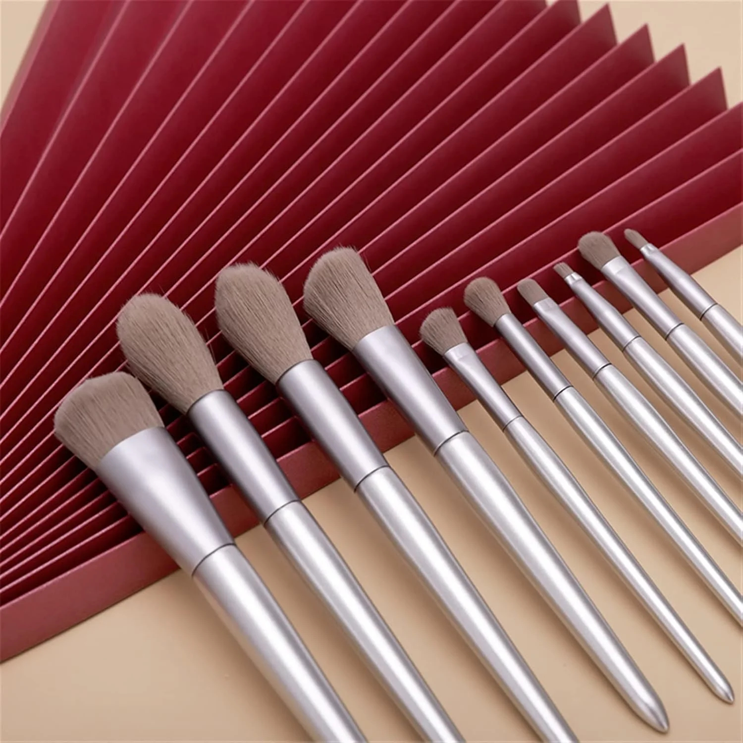 ست برس آرایشی HODORE، کیت برس آرایشی نقره ای حرفه ای، موهای مصنوعی، برس صورت، کرم پودر، هایلایتر، سایه چشم، لوازم آرایشی و بهداشتی