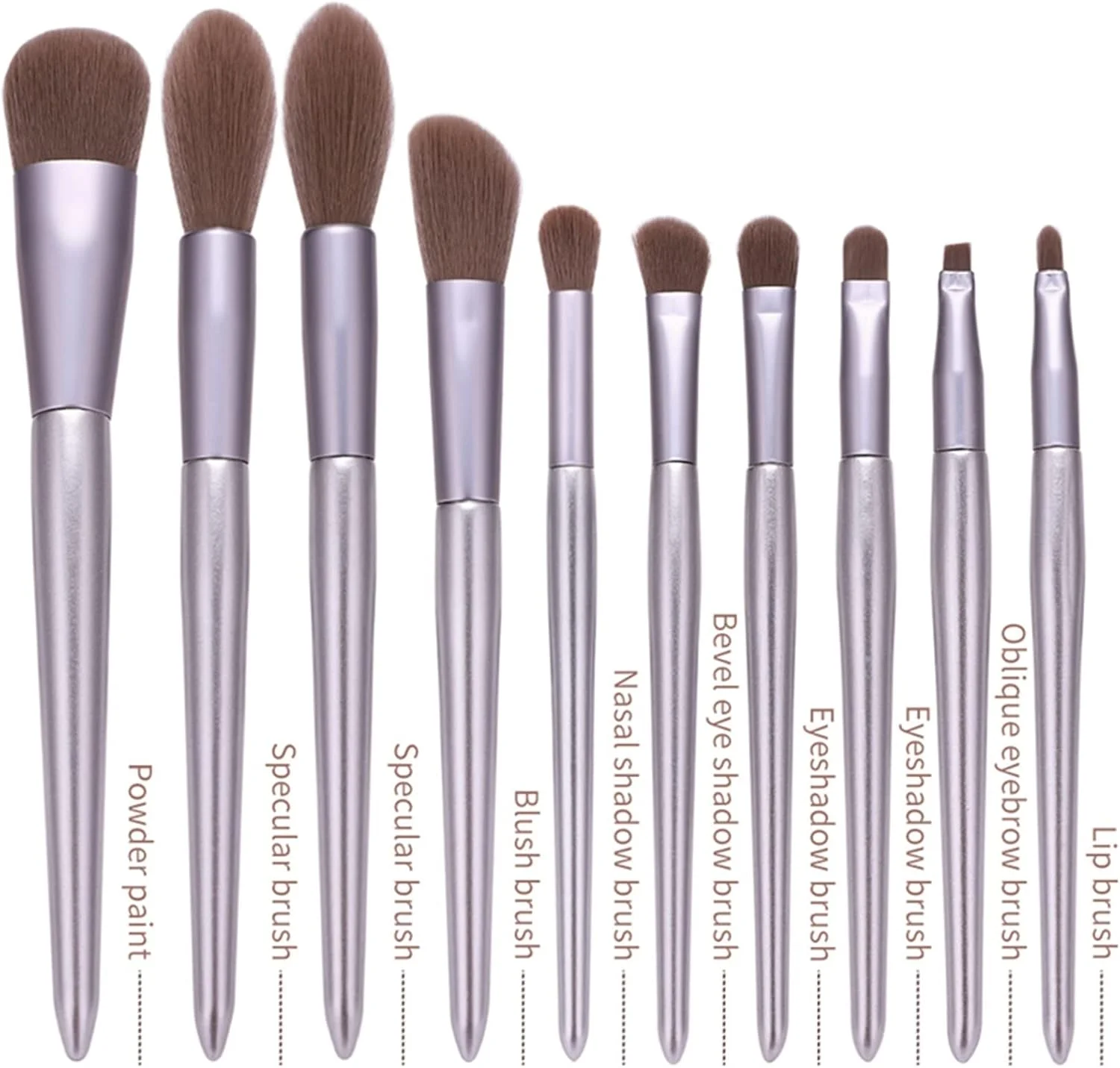 ست برس آرایشی HODORE، کیت برس آرایشی نقره ای حرفه ای، موهای مصنوعی، برس صورت، کرم پودر، هایلایتر، سایه چشم، لوازم آرایشی و بهداشتی