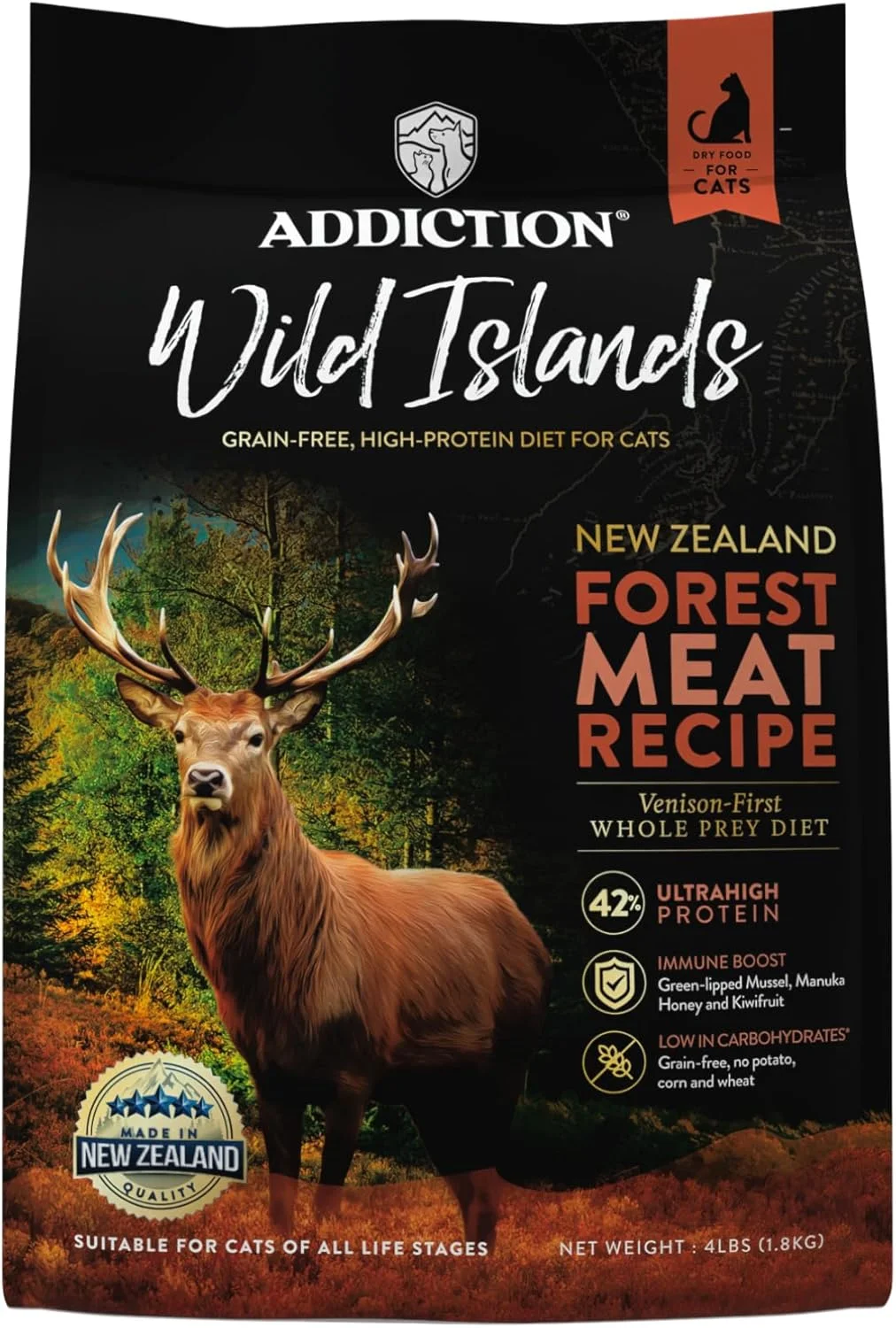 غذای خشک گربه Addiction Wild Islands با طعم گوشت جنگلی - 4 پوند